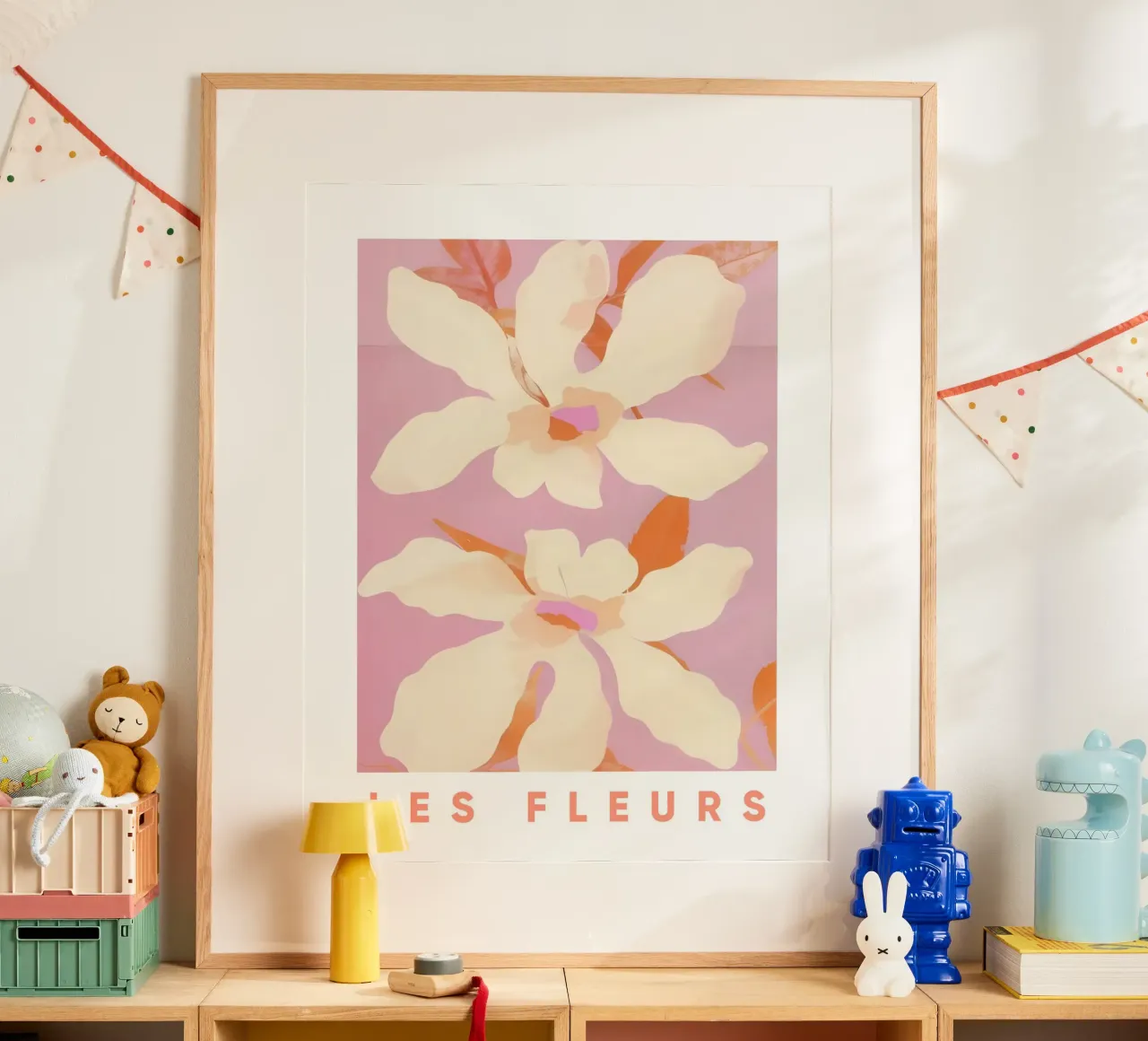 Les Fleurs, Stampa floreale, Poster botanico floreale, Arte rosa poster da Bella Studio