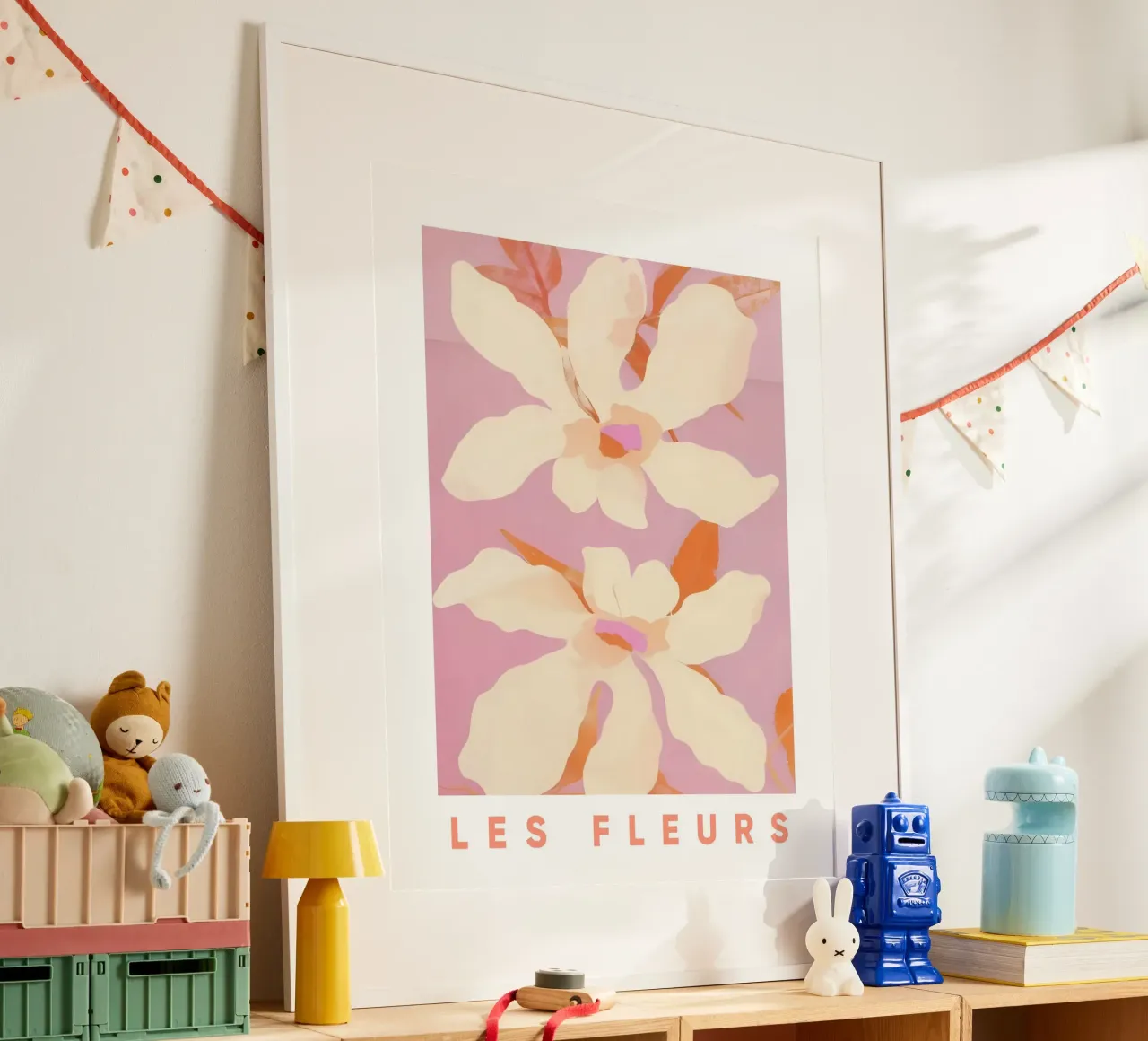 Les Fleurs, Stampa floreale, Poster botanico floreale, Arte rosa poster da Bella Studio