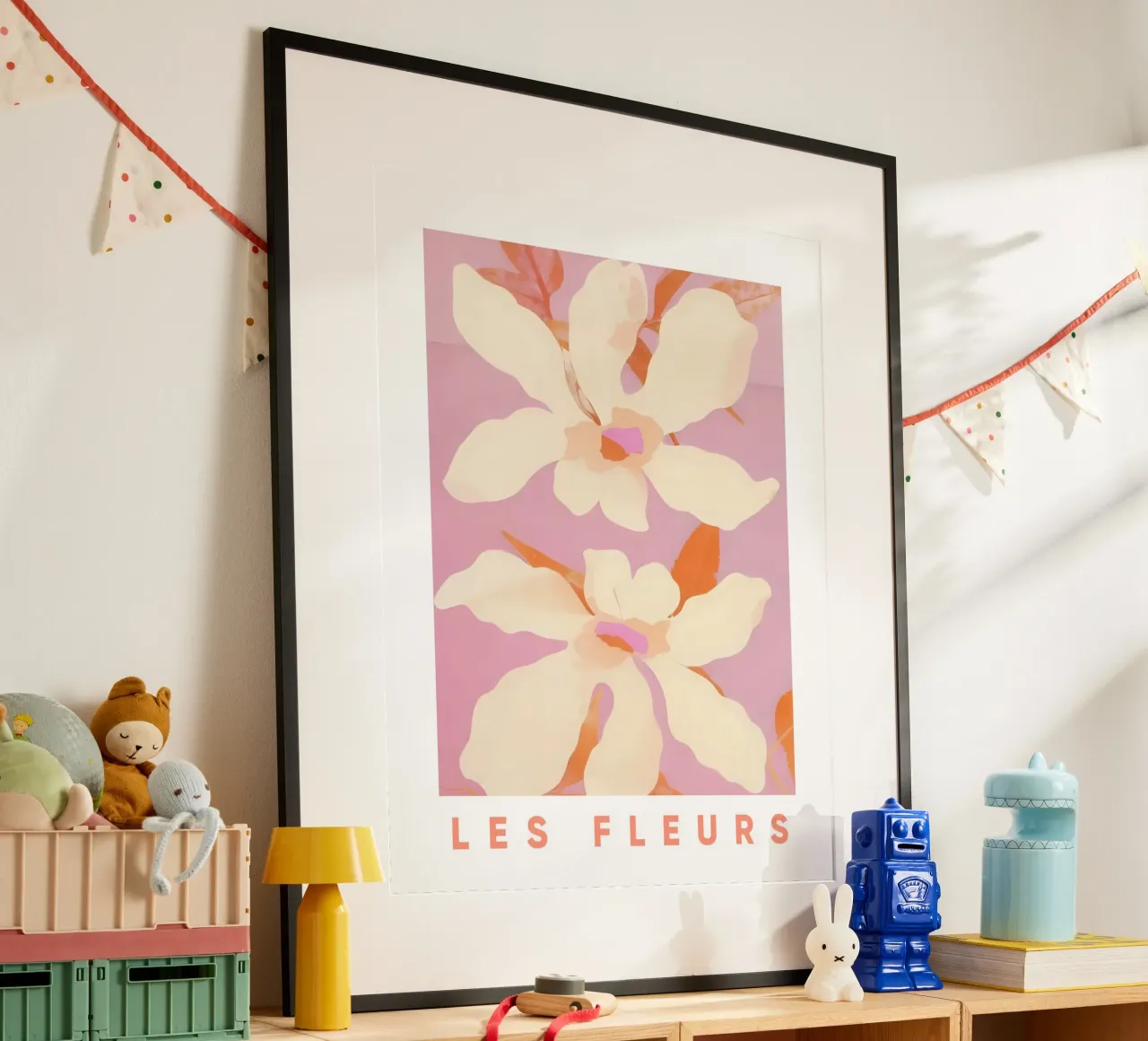 Les Fleurs, Stampa floreale, Poster botanico floreale, Arte rosa poster da Bella Studio