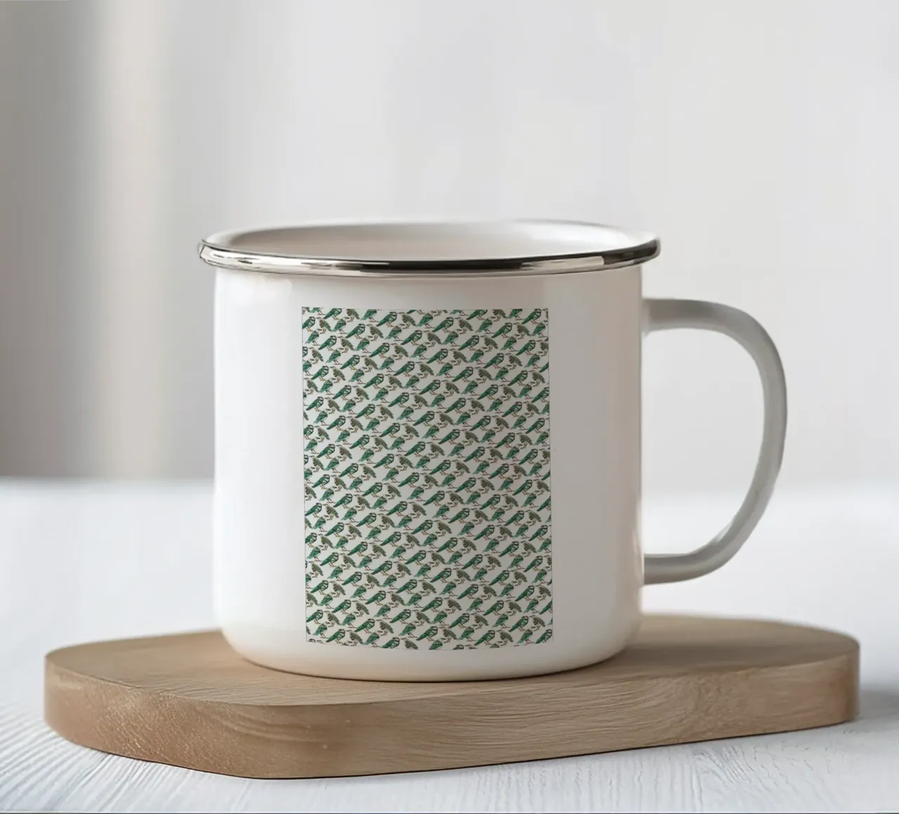 Retro Birds tazza in smalto da Pom Graphic Design