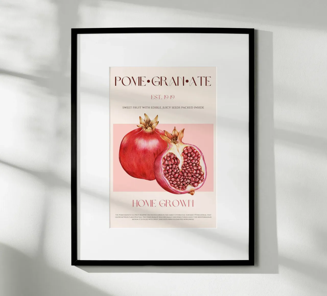 Granatapfel Frucht Druck Poster mit Kunststoffrahmen von KOKRPrints