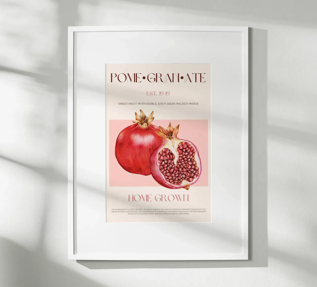 Granatapfel Frucht Druck Poster mit Kunststoffrahmen von KOKRPrints
