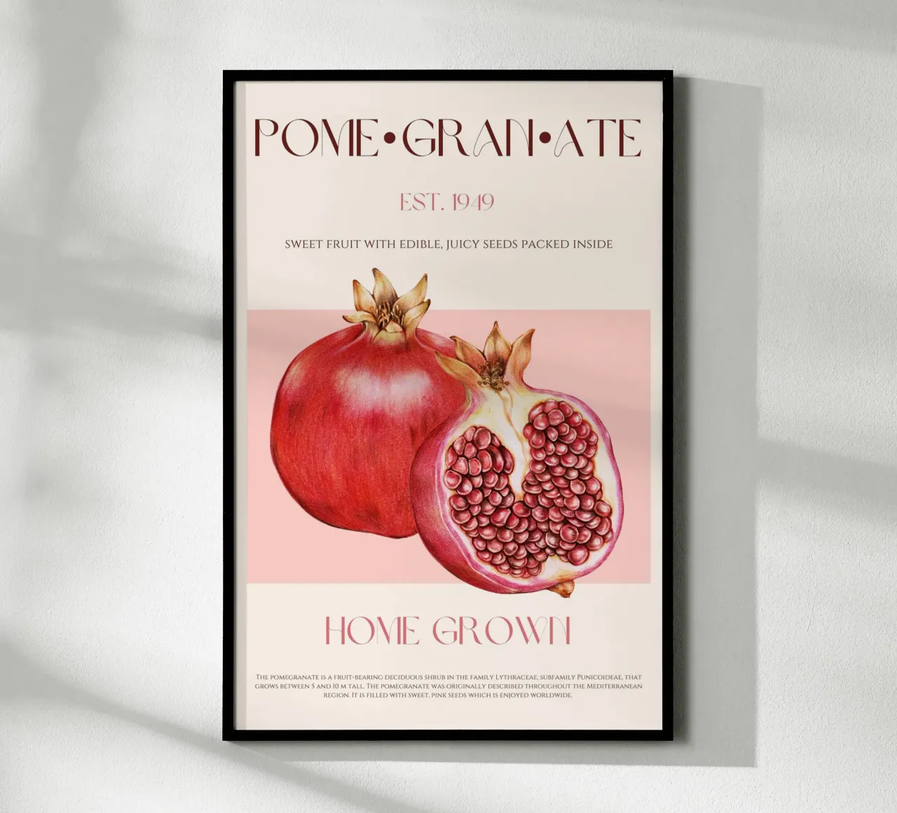 Granatapfel Frucht Druck Poster mit Kunststoffrahmen von KOKRPrints