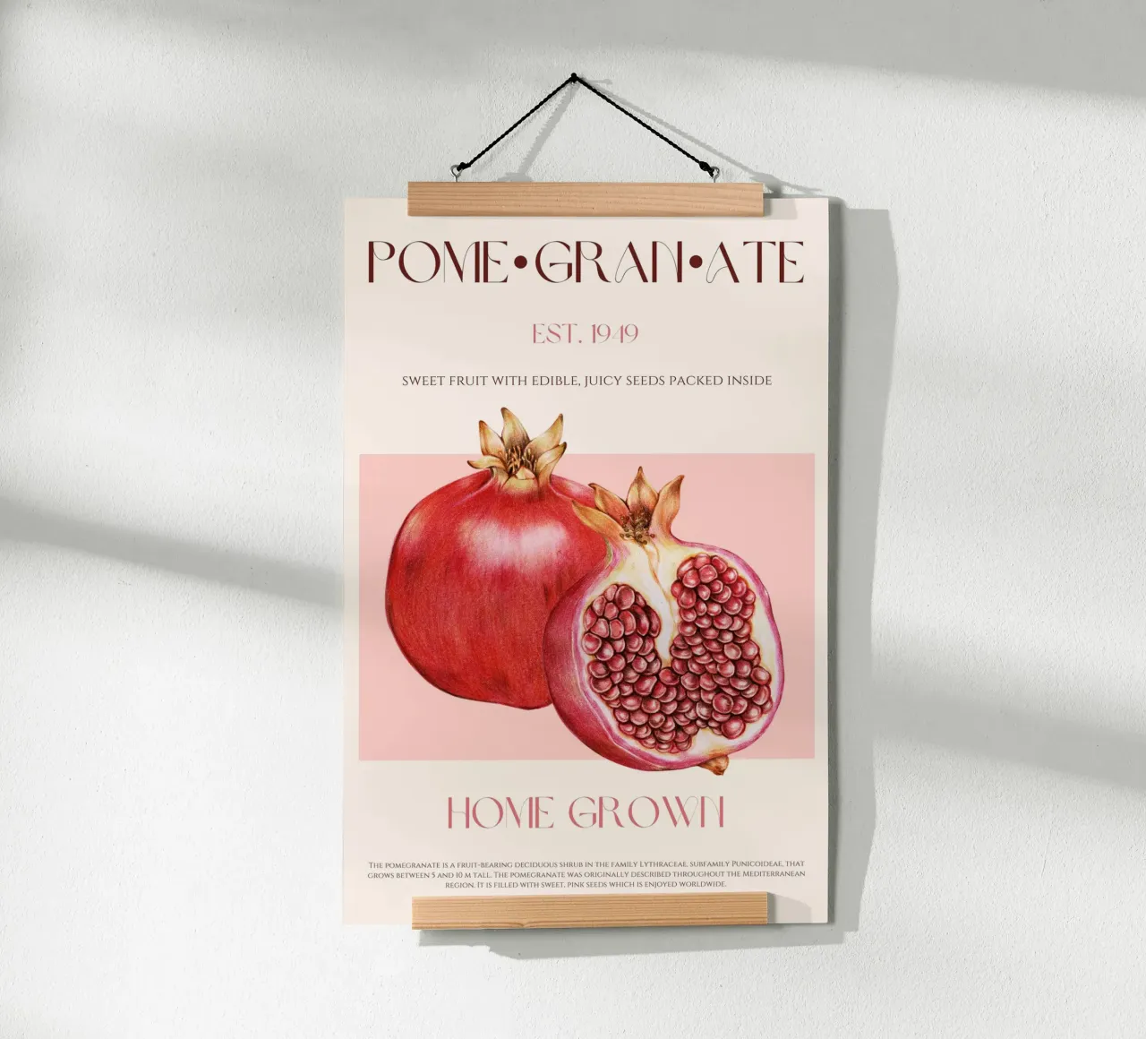 Granatapfel Frucht Druck Poster mit Kunststoffrahmen von KOKRPrints