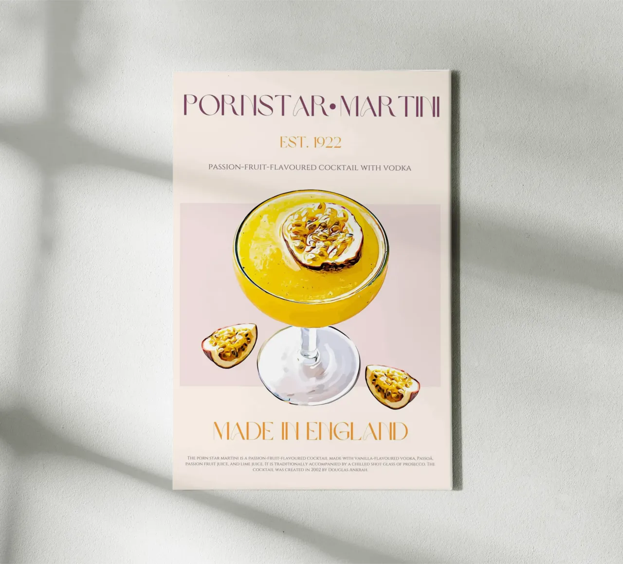 Pornstar Martini Cocktail Print canvas by KOKRPrints