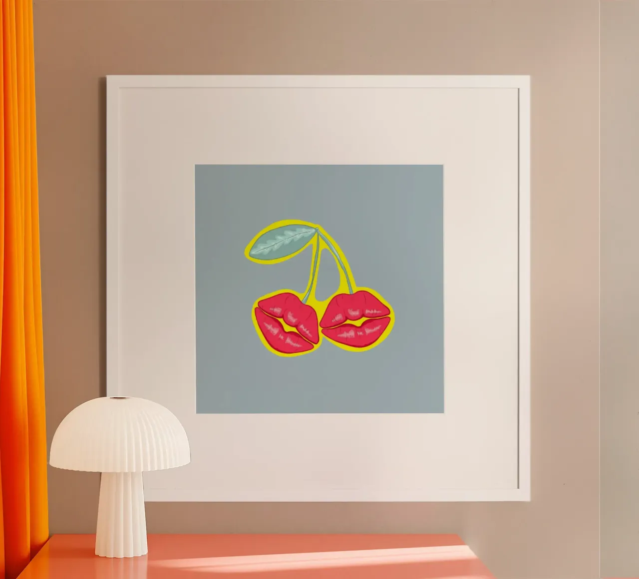 CHERRY KISS poster with aluminum frame by LAUSEMIA DESIGN STUDIO