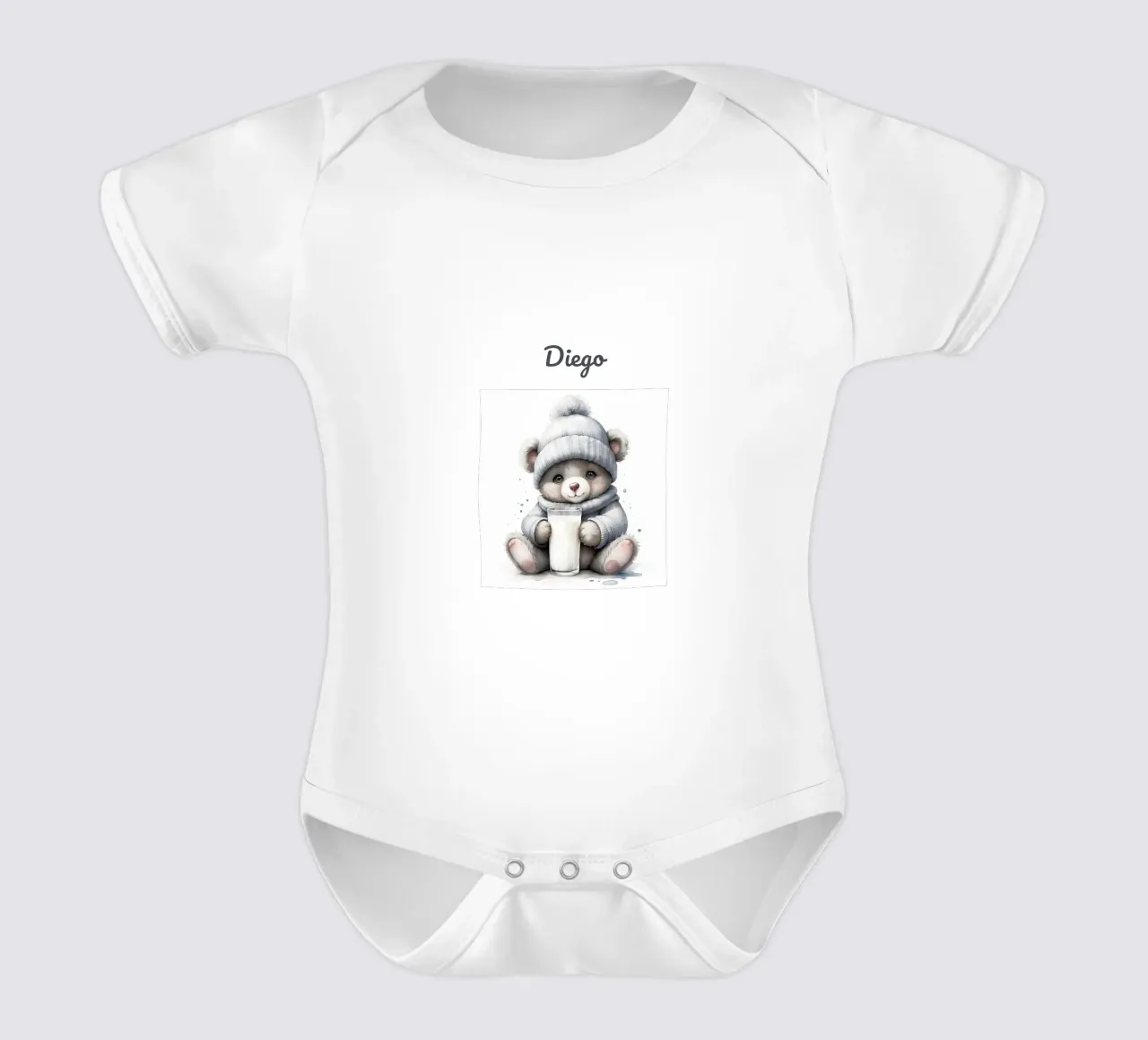 Orsacchiotto con latte body neonato maniche corte da Indigo Rain