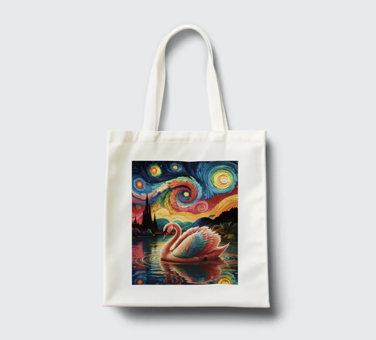 Cigno e notte stellata borsa in juta da logic
