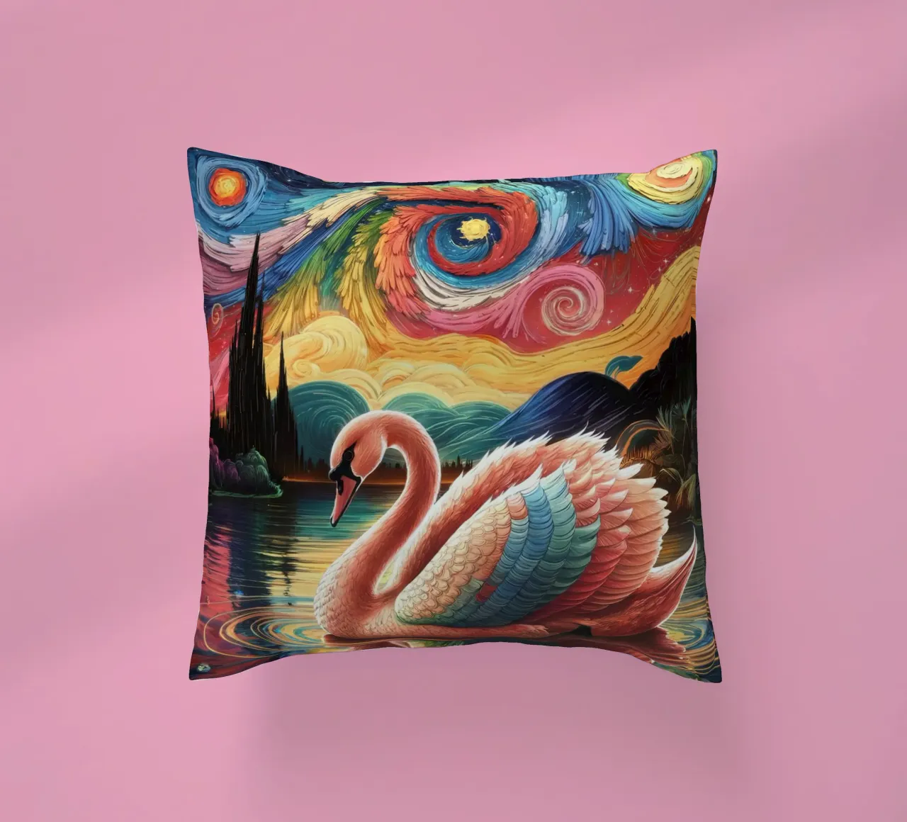 Cigno e notte stellata cuscino da logic