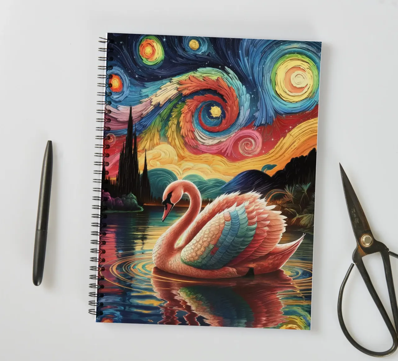 Swan And Starry Night spiral notebook by logic