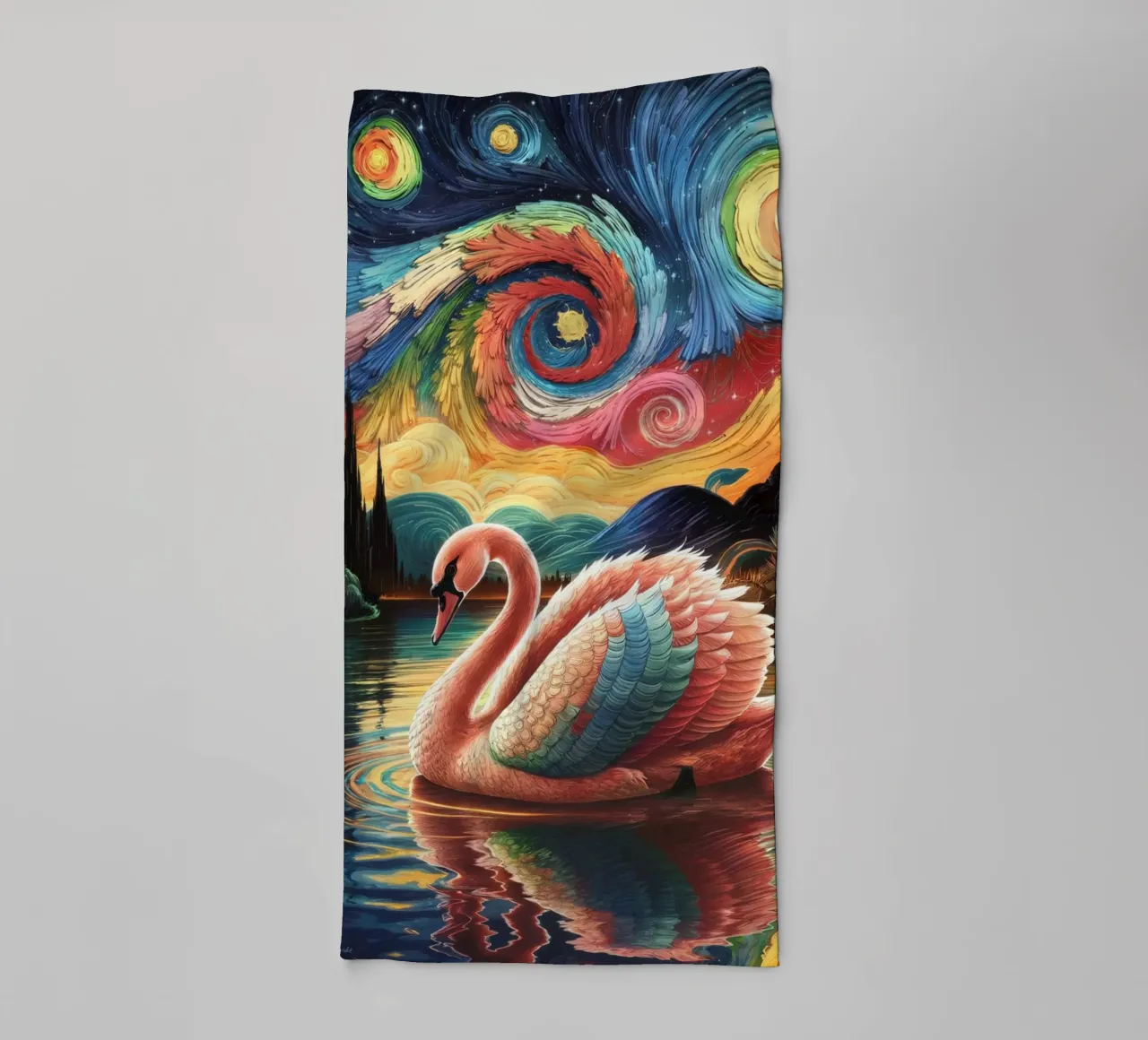 Cigno e notte stellata asciugamano da bagno da logic