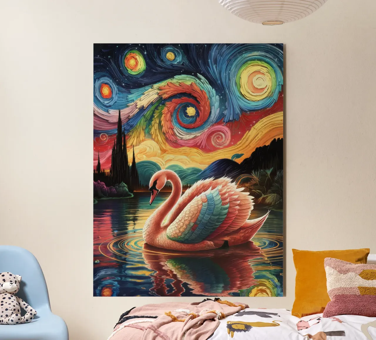 Cigno e notte stellata alluminio dibond da logic