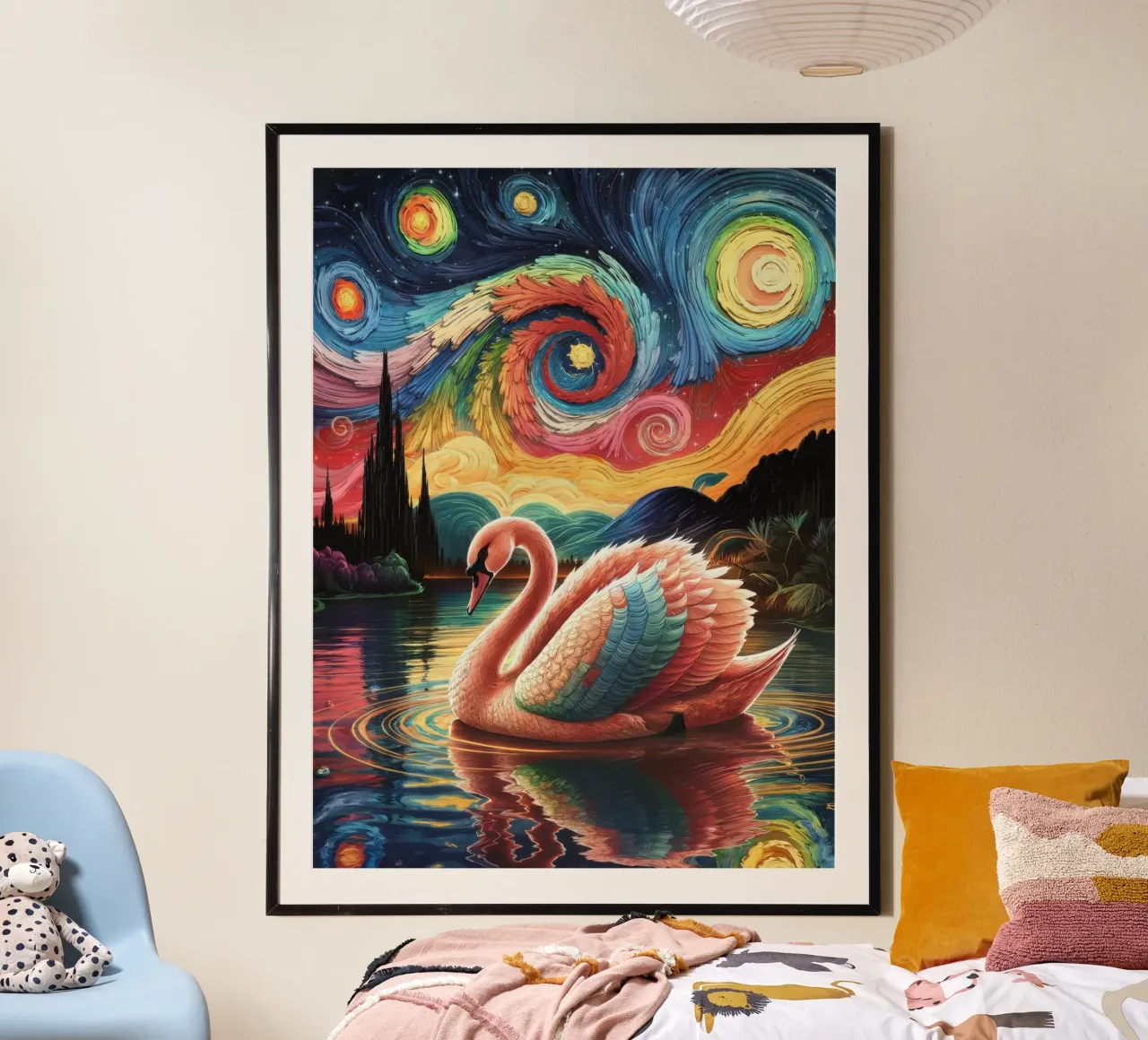 Cigno e notte stellata carta hahnemühle da logic