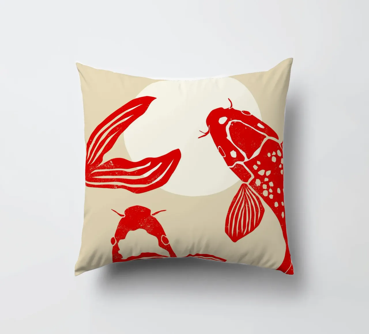 Red koi fish decorative cushion by Indigo Rain