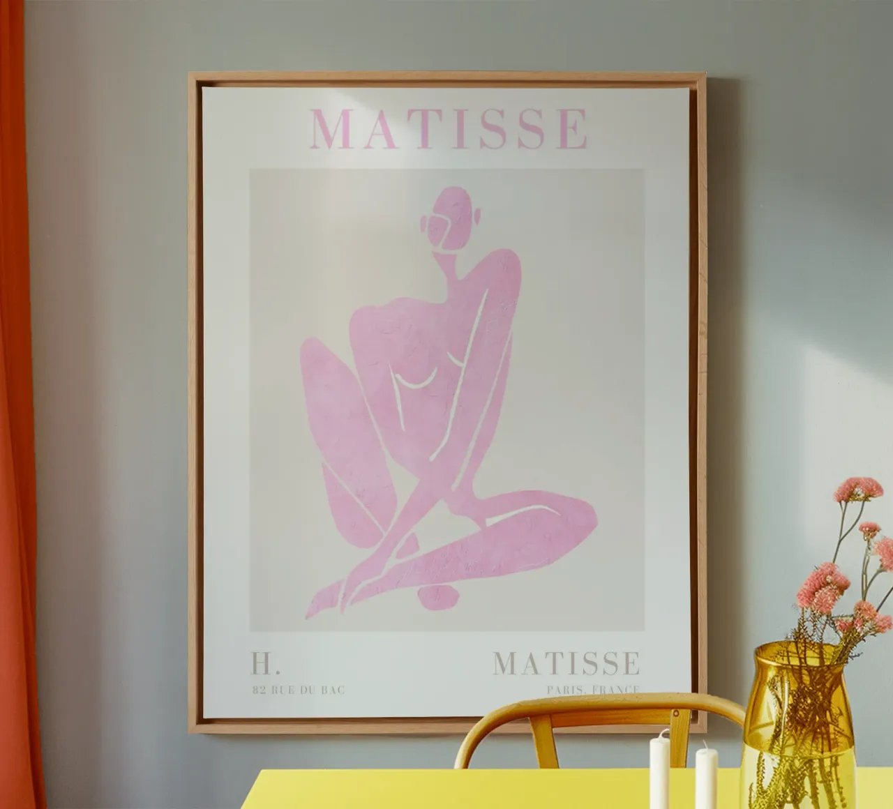 Henri Matisse Moderne Kunstdruk, Roze Muurkunst, Abstracte Kunst canvas met Baklijst van ArtHaus