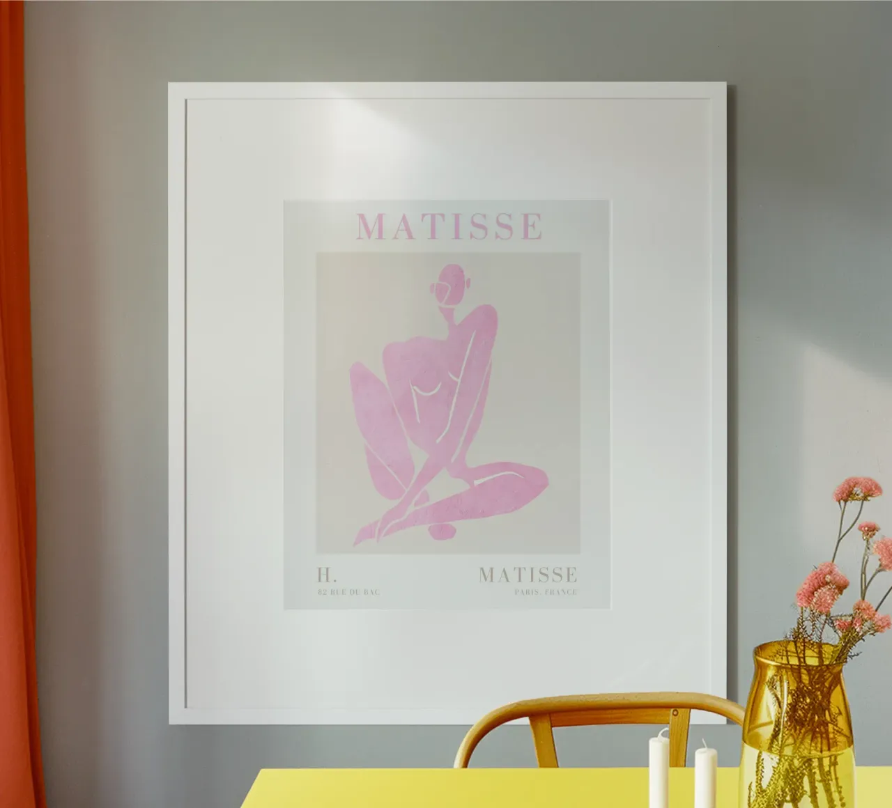 Henri Matisse Moderne Kunstdruk, Roze Muurkunst, Abstracte Kunst poster met aluminium frame van ArtHaus