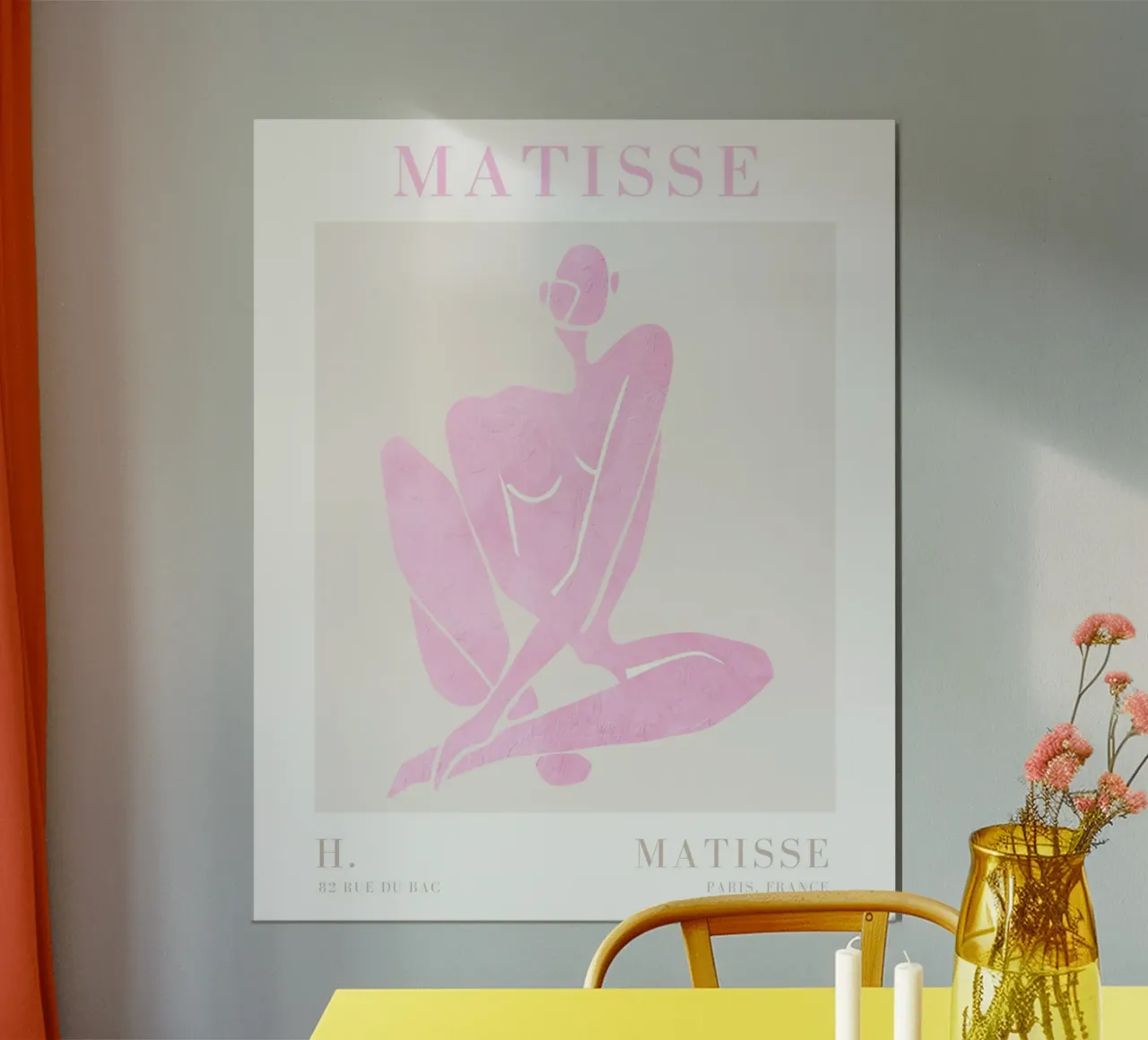 Henri Matisse Moderne Kunstdruk, Roze Muurkunst, Abstracte Kunst poster met aluminium frame van ArtHaus