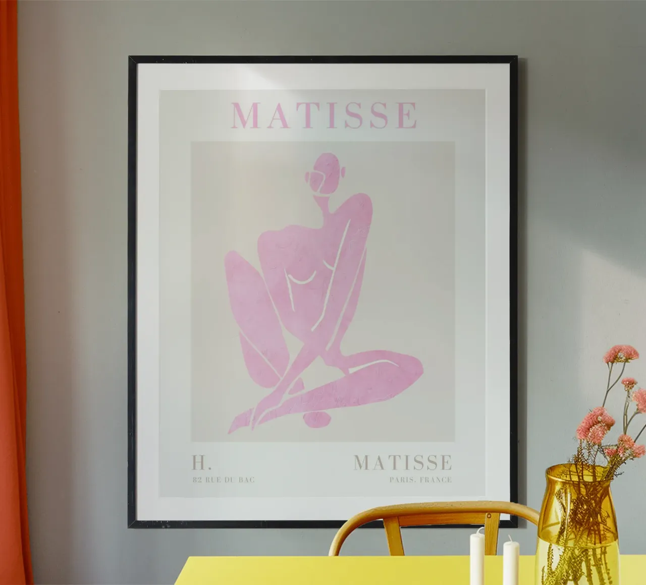 Henri Matisse Moderne Kunstdruk, Roze Muurkunst, Abstracte Kunst poster met aluminium frame van ArtHaus