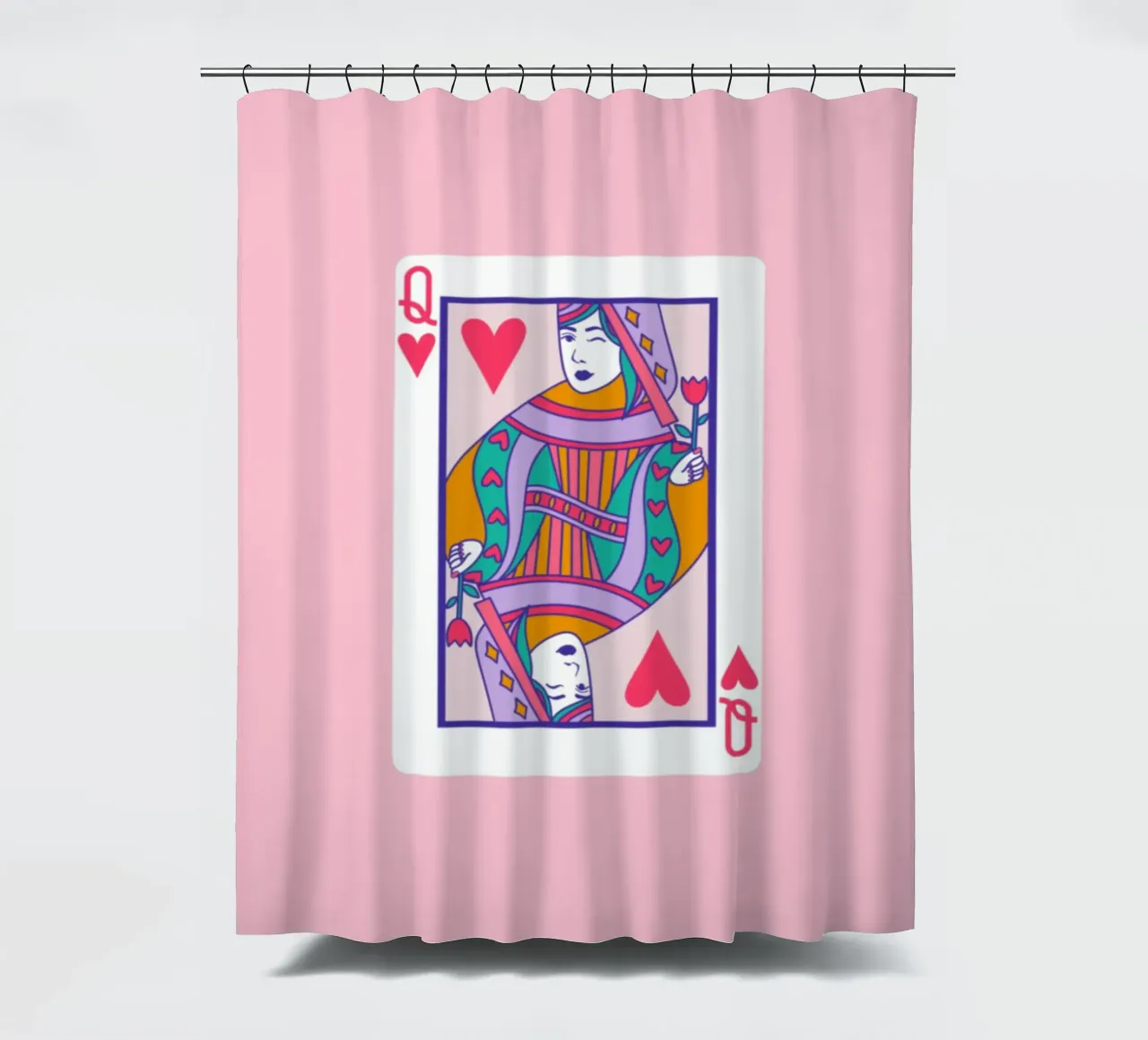 QUEEN OF HEARTS shower curtain by LAUSEMIA DESIGN STUDIO