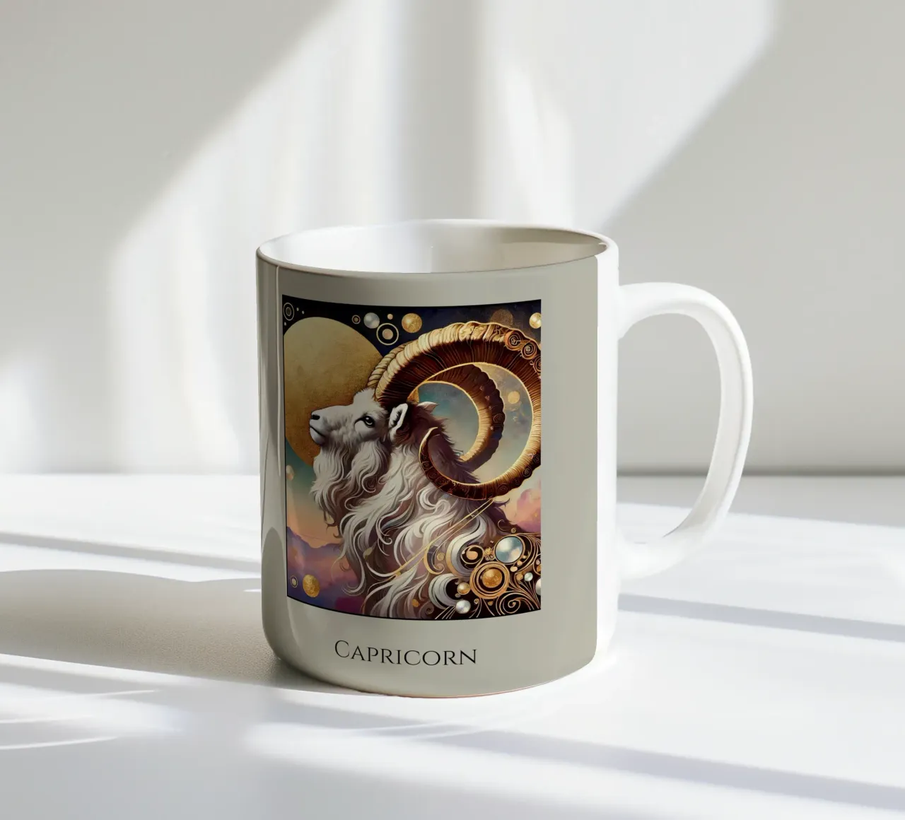 Sternzeichen Steinbock Keramik Tasse von Art-Nouveau-Dsg