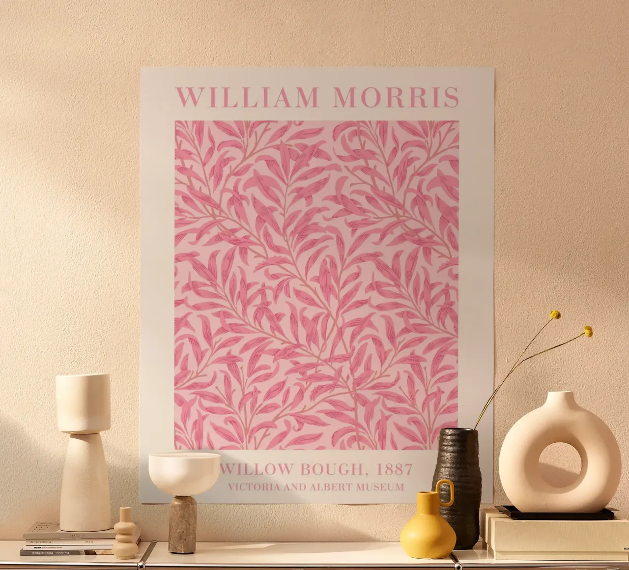 Moderne rosa Wandkunst, William Morris Botanischer Druck Poster von ArtHaus