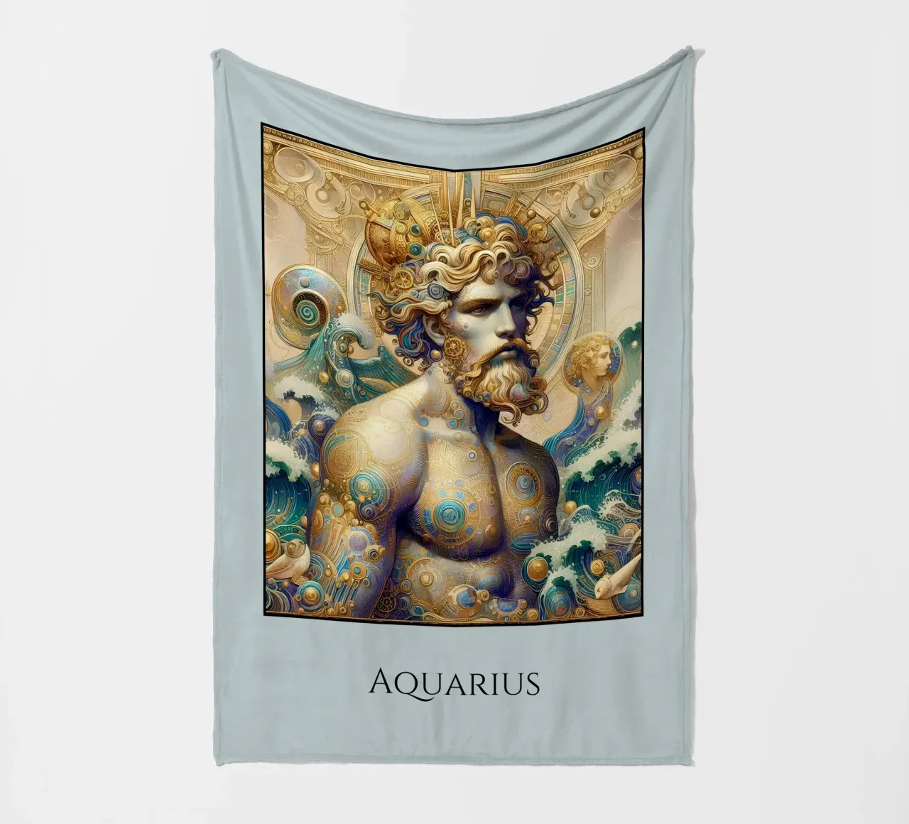 Sternzeichen Wassermann Fleecedecke von Art-Nouveau-Dsg