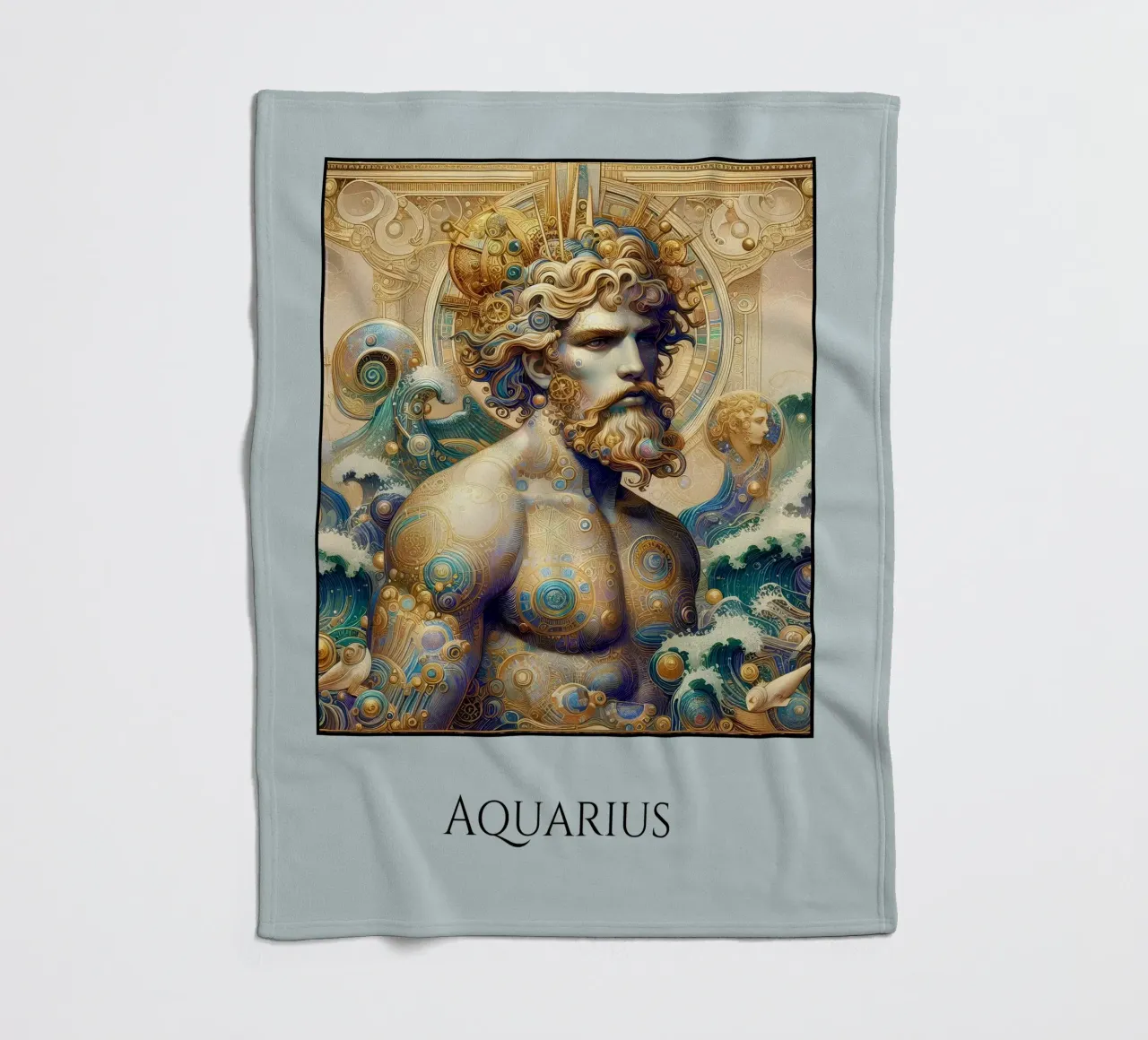 Sternzeichen Wassermann Fleecedecke von Art-Nouveau-Dsg