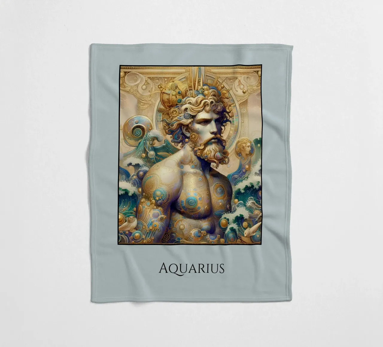 Sternzeichen Wassermann Fleecedecke von Art-Nouveau-Dsg