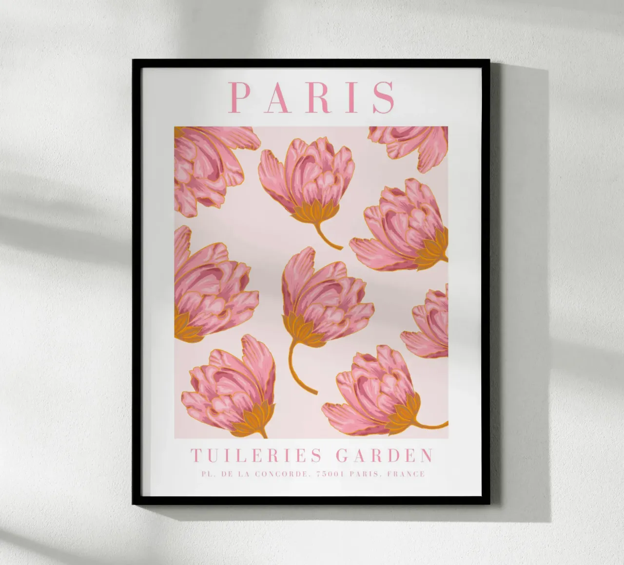 Poster floreale di Parigi, arte floreale rosa, stampe botaniche poster da ArtHaus