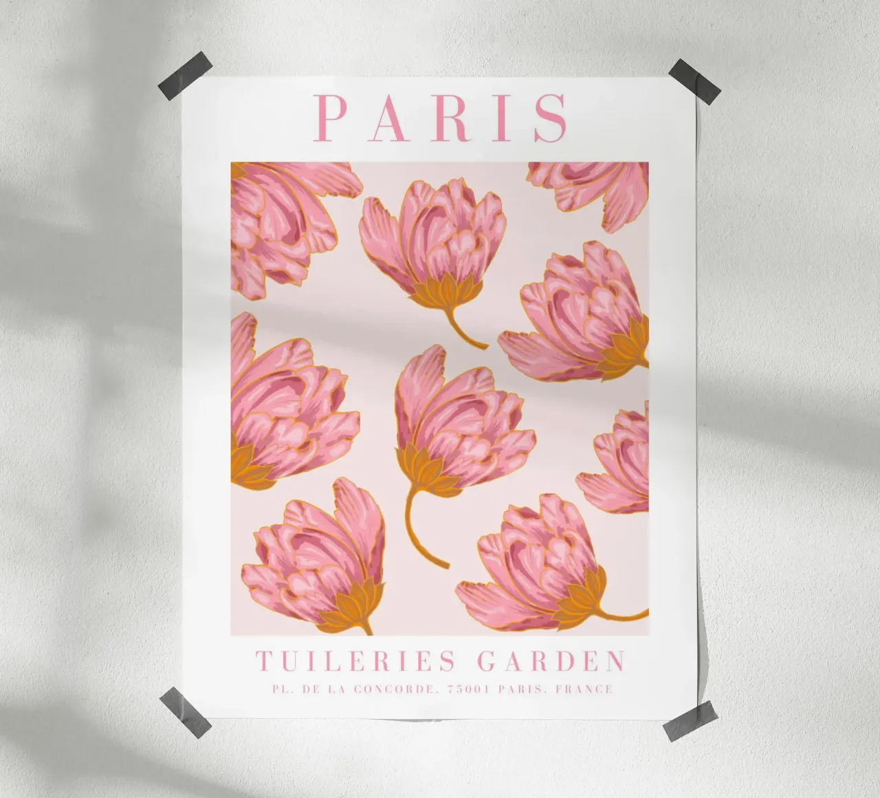 Poster floreale di Parigi, arte floreale rosa, stampe botaniche poster da ArtHaus