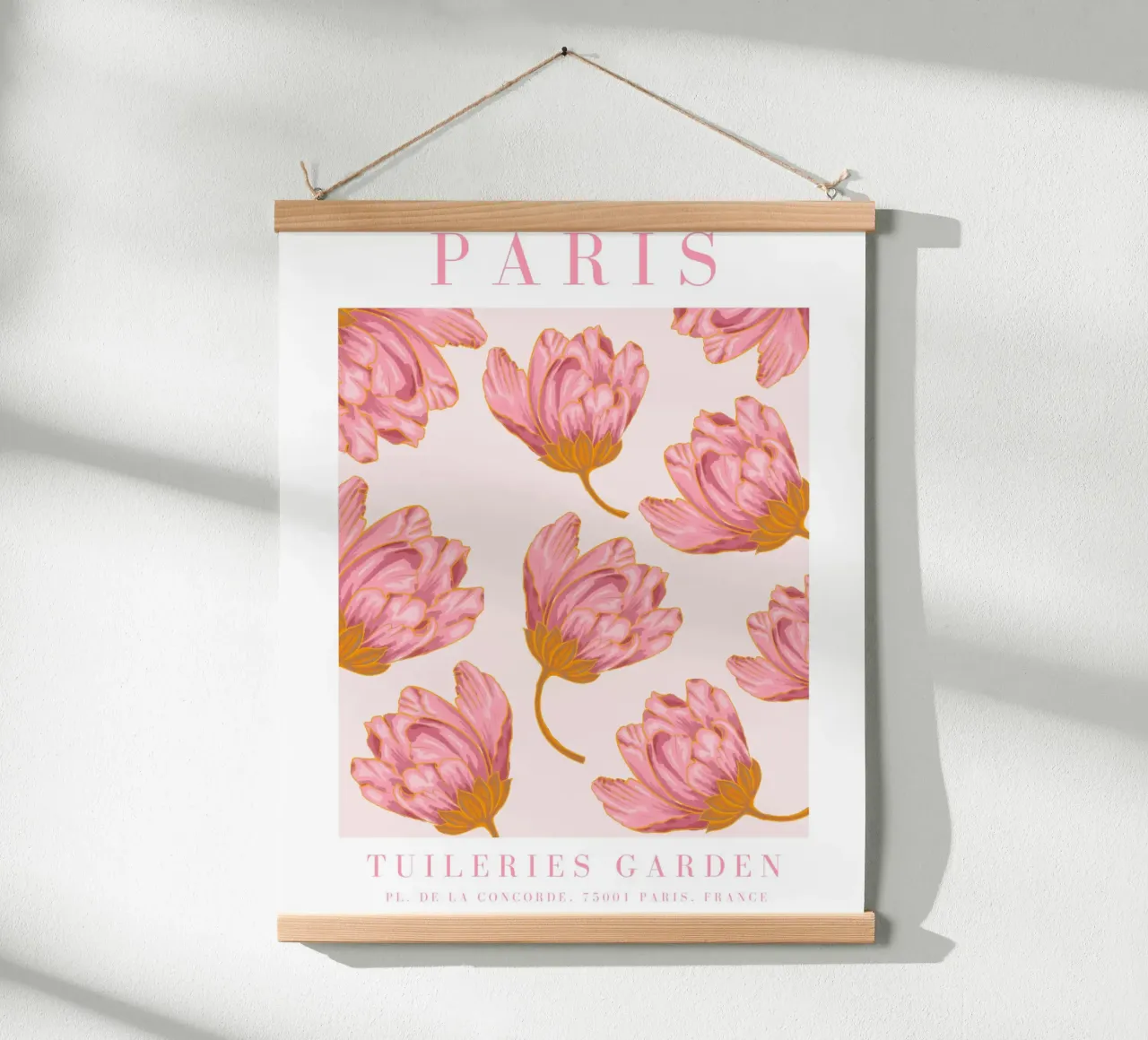 Poster floreale di Parigi, arte floreale rosa, stampe botaniche poster da ArtHaus