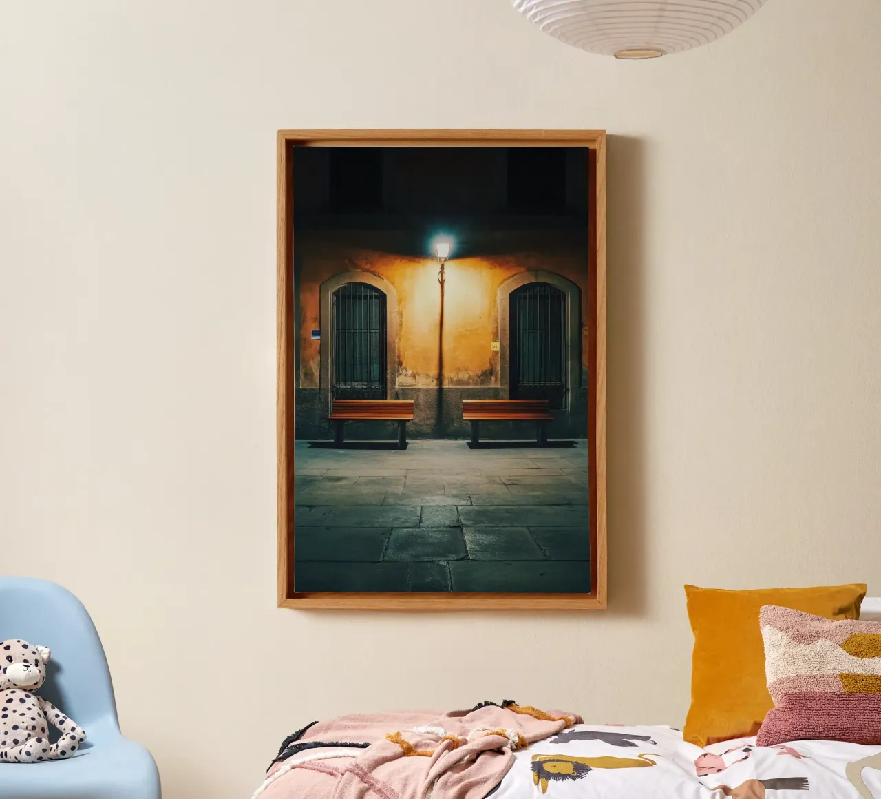 The Benches of Rome: An Invitation to Serenity canvas with Floater frame by By Night