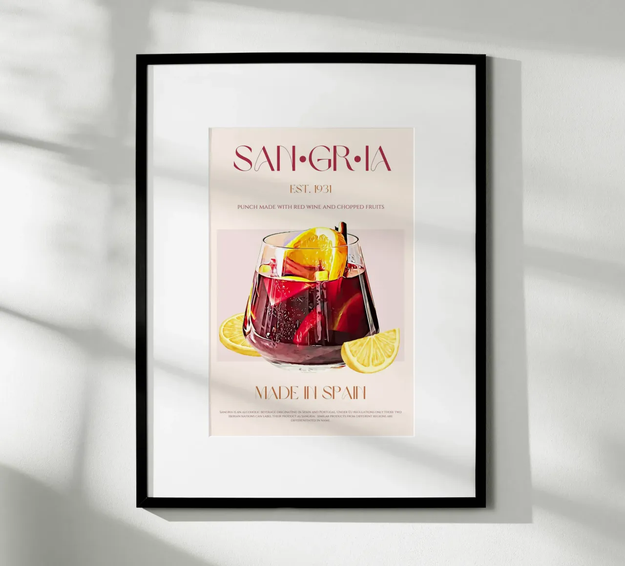 Sangria Cocktail Print poster con telaio in alluminio da KOKRPrints