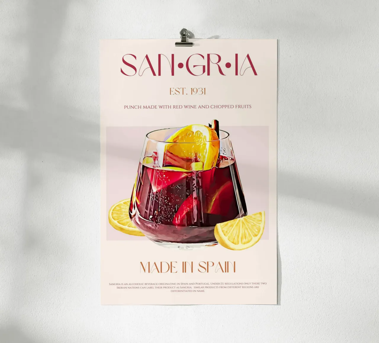 Sangria Cocktail Print poster con telaio in alluminio da KOKRPrints