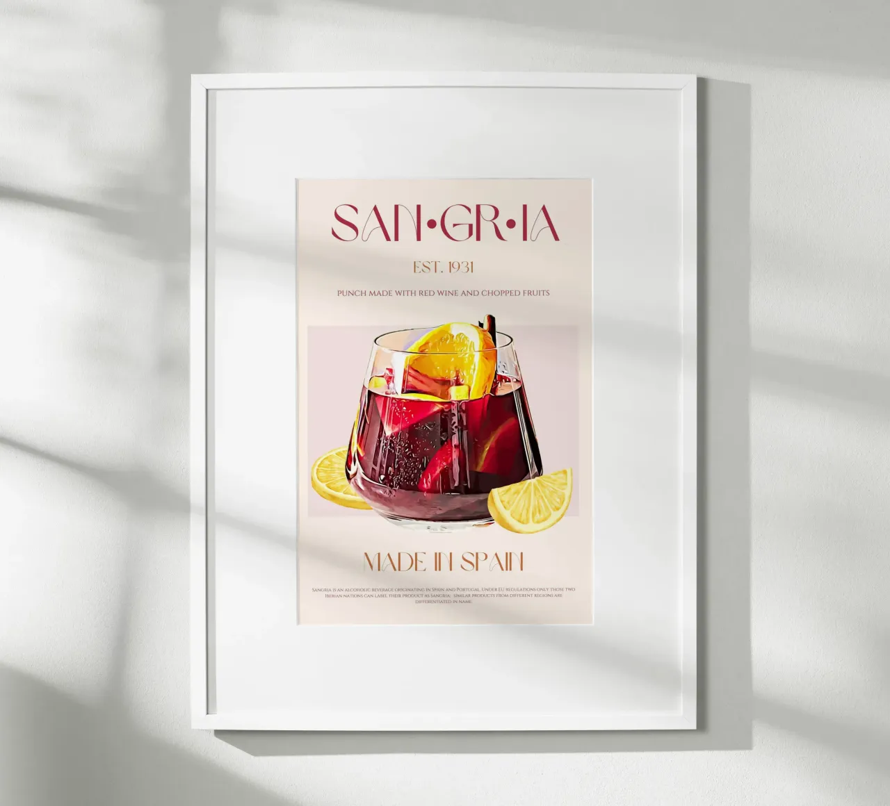 Sangria Cocktail Print poster con telaio in alluminio da KOKRPrints
