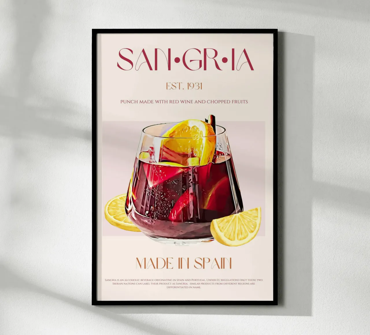 Sangria Cocktail Print poster con telaio in alluminio da KOKRPrints
