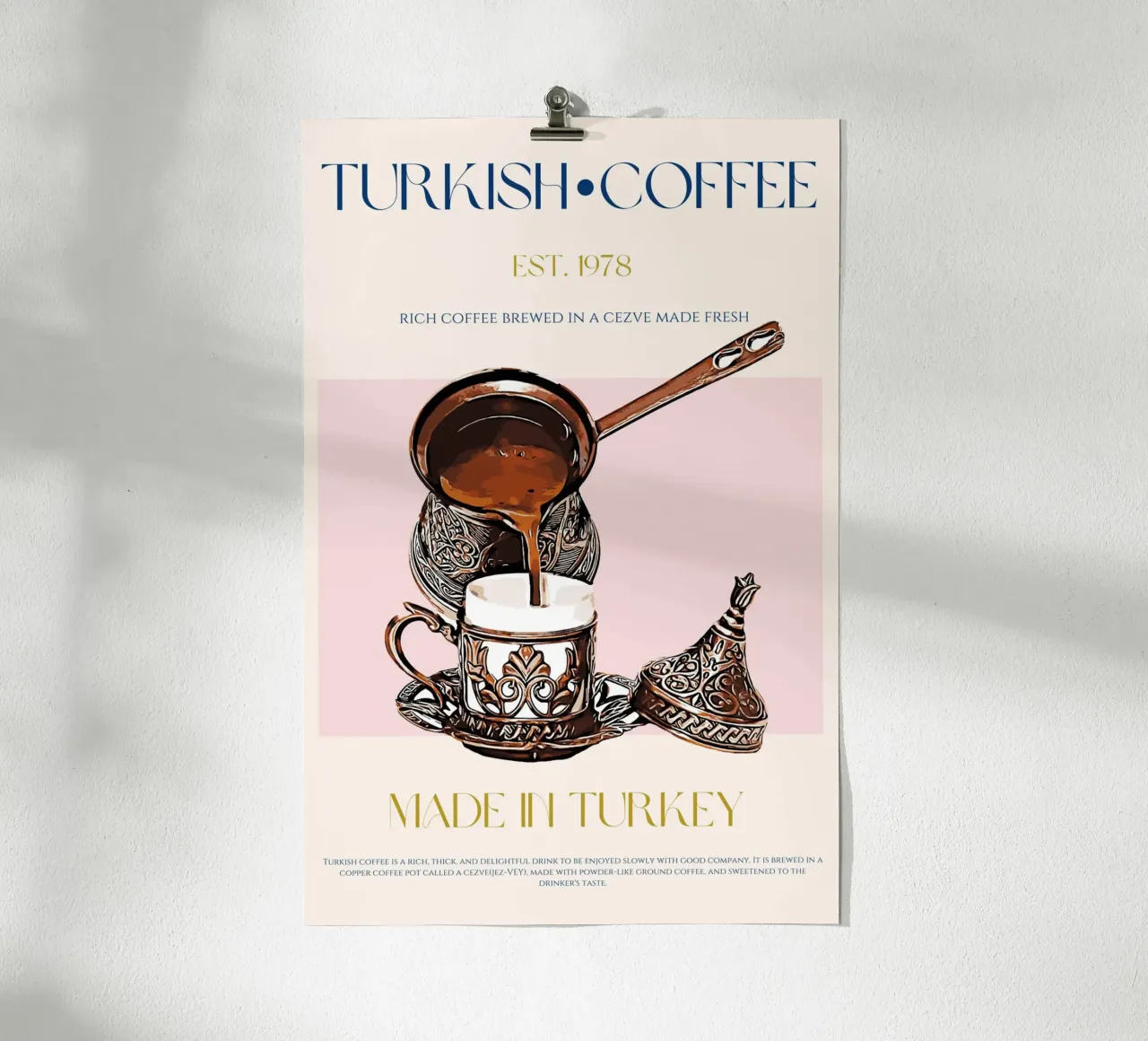 Stampa caffè turco poster con telaio in legno da KOKRPrints