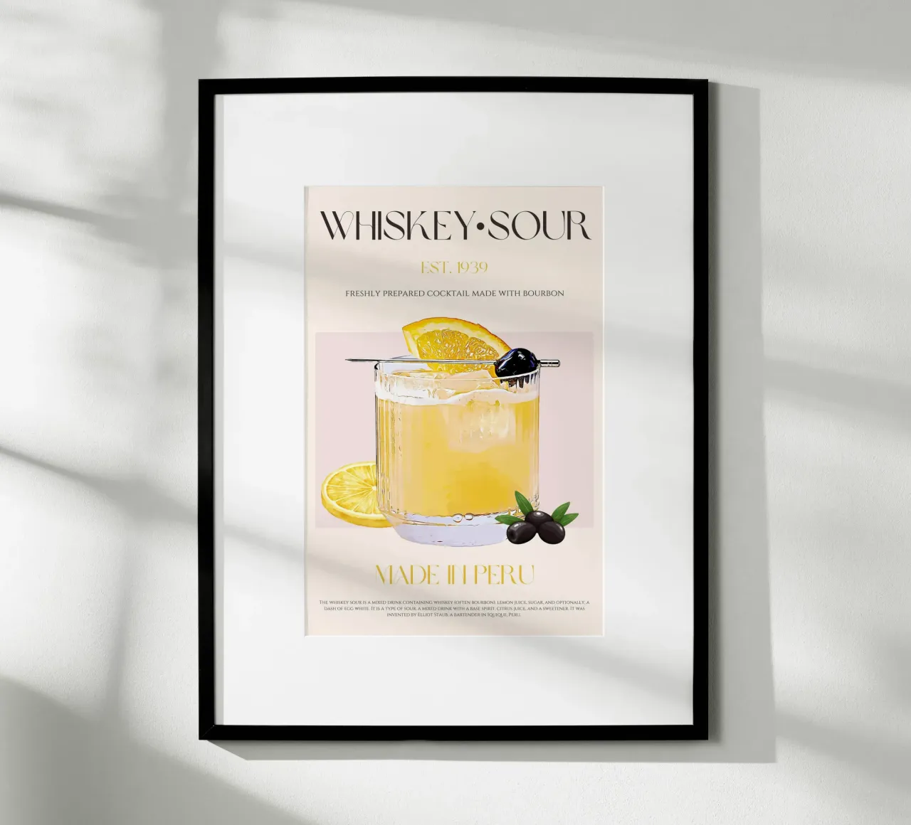 Cóctel Whiskey Sour Print poster de KOKRPrints