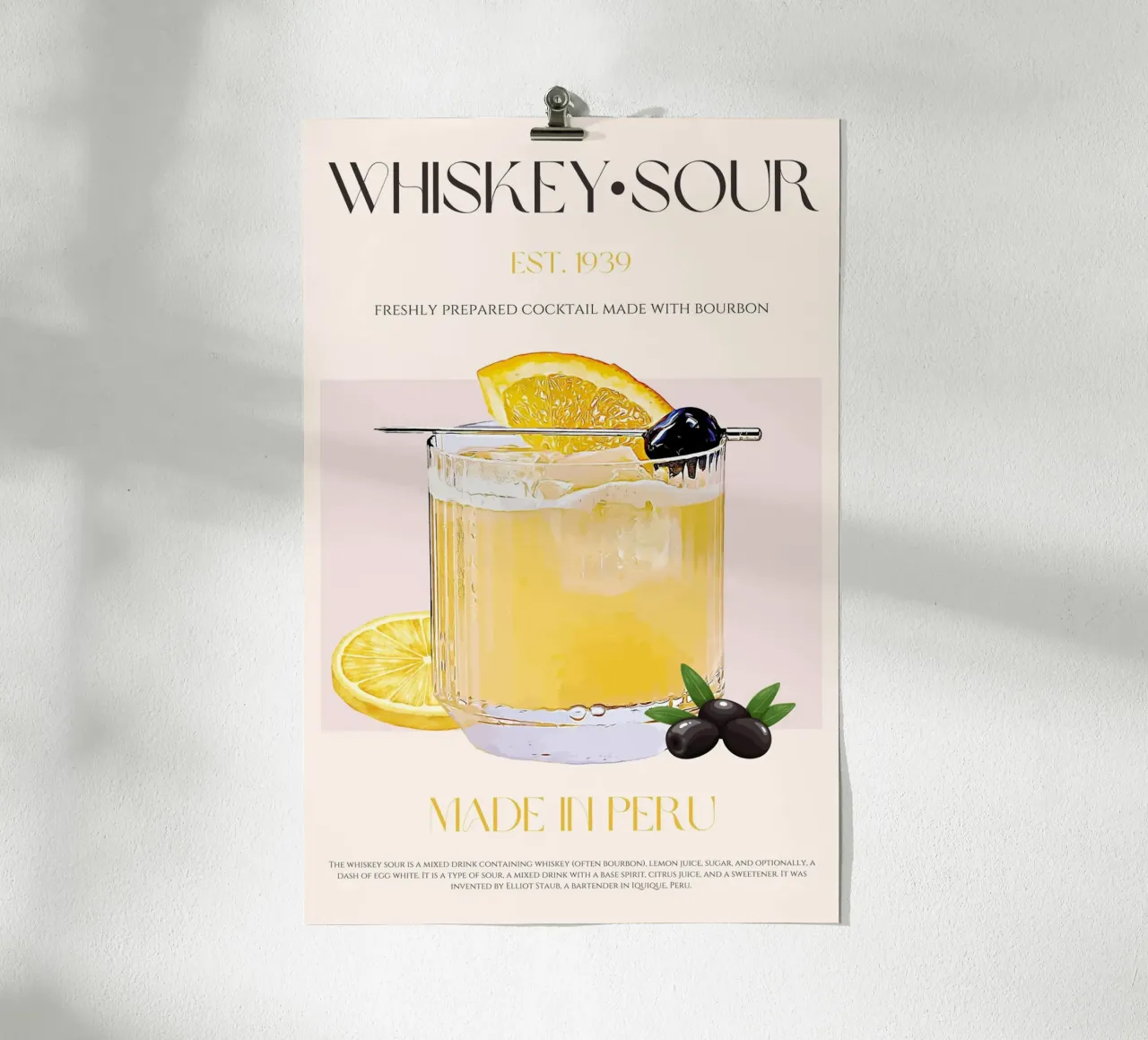 Cóctel Whiskey Sour Print poster de KOKRPrints