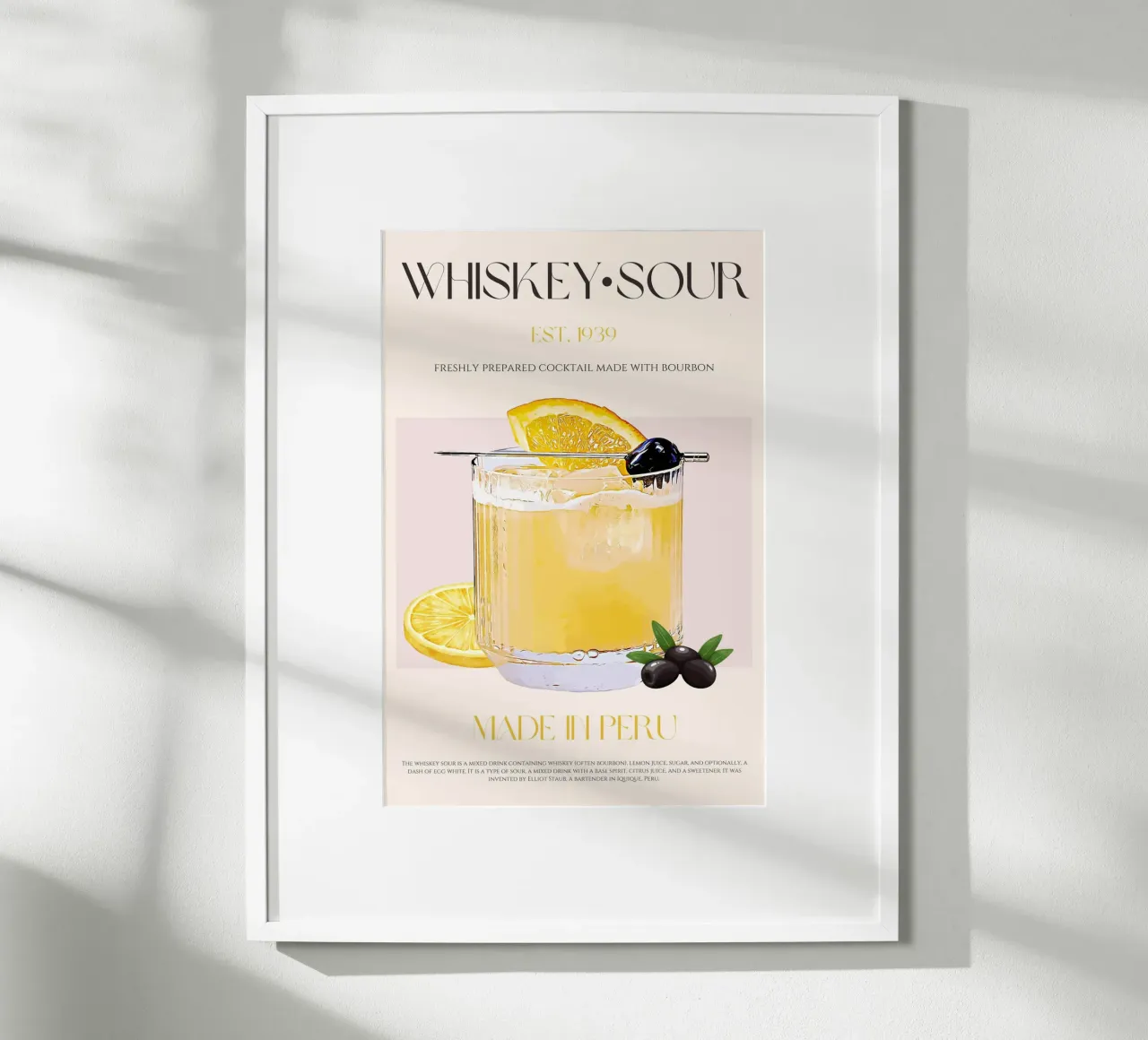 Cóctel Whiskey Sour Print poster de KOKRPrints