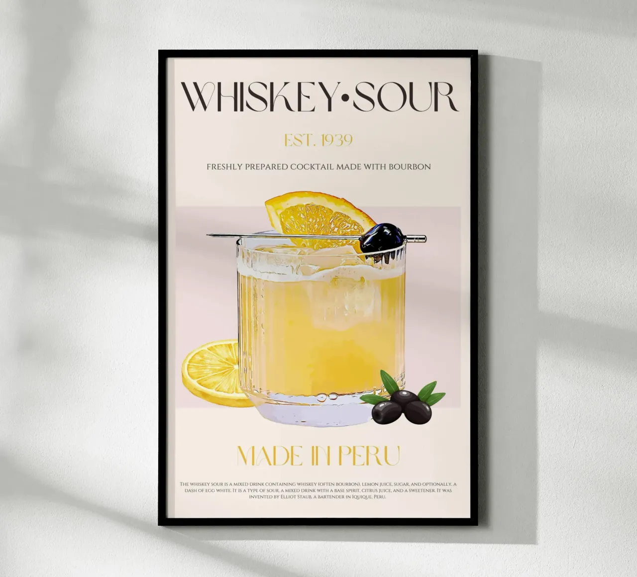 Cóctel Whiskey Sour Print poster de KOKRPrints
