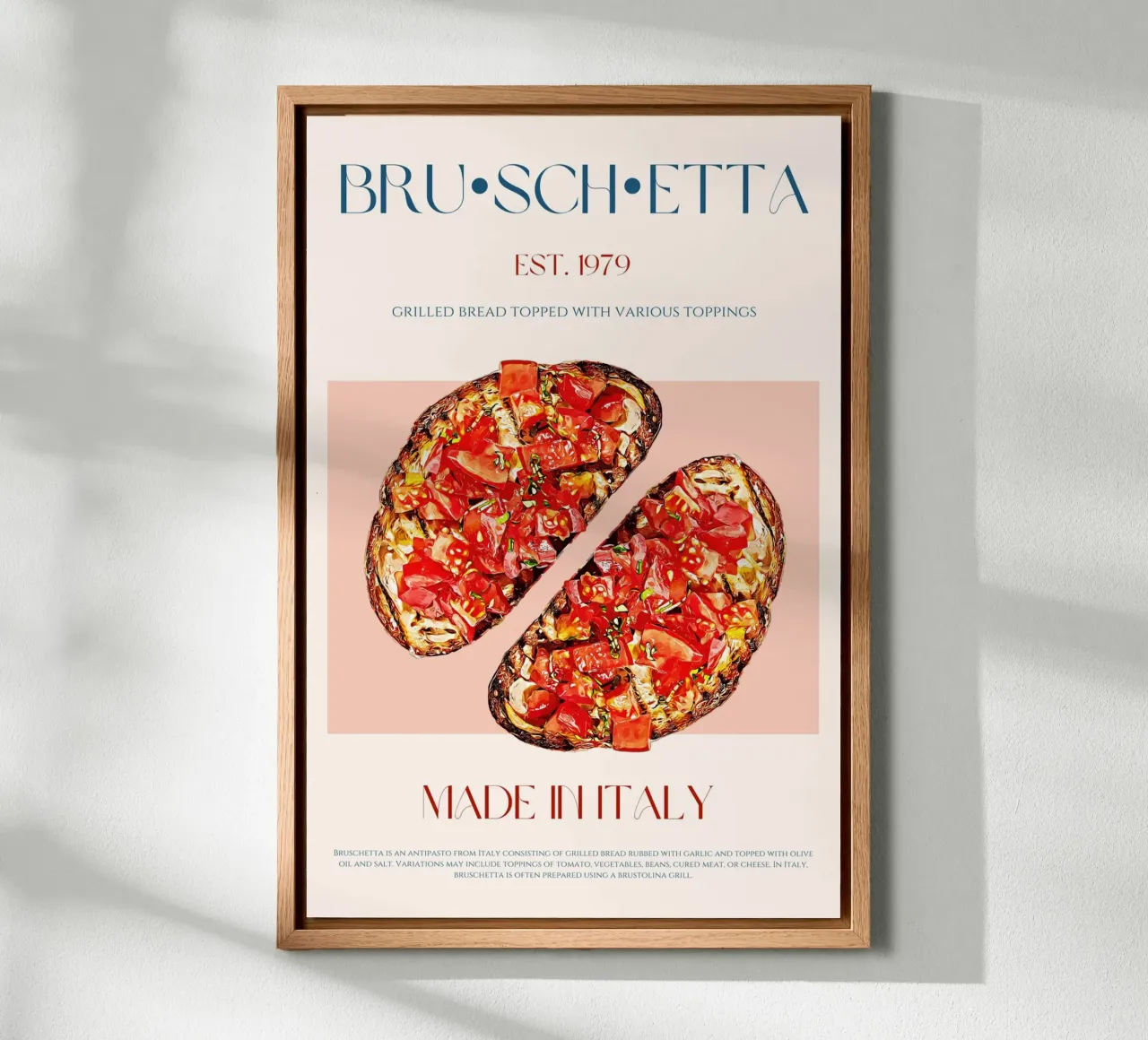 Bruschetta Print tela con Cornice a cassetta da KOKRPrints