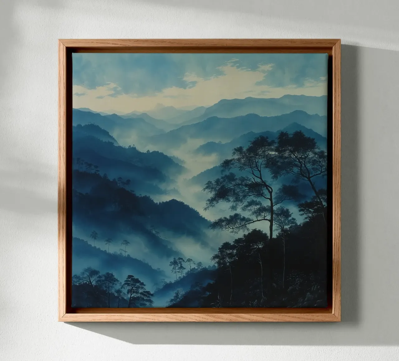 Mist emerge 4 - teal, icon canvas met Baklijst van The Quiet Senju