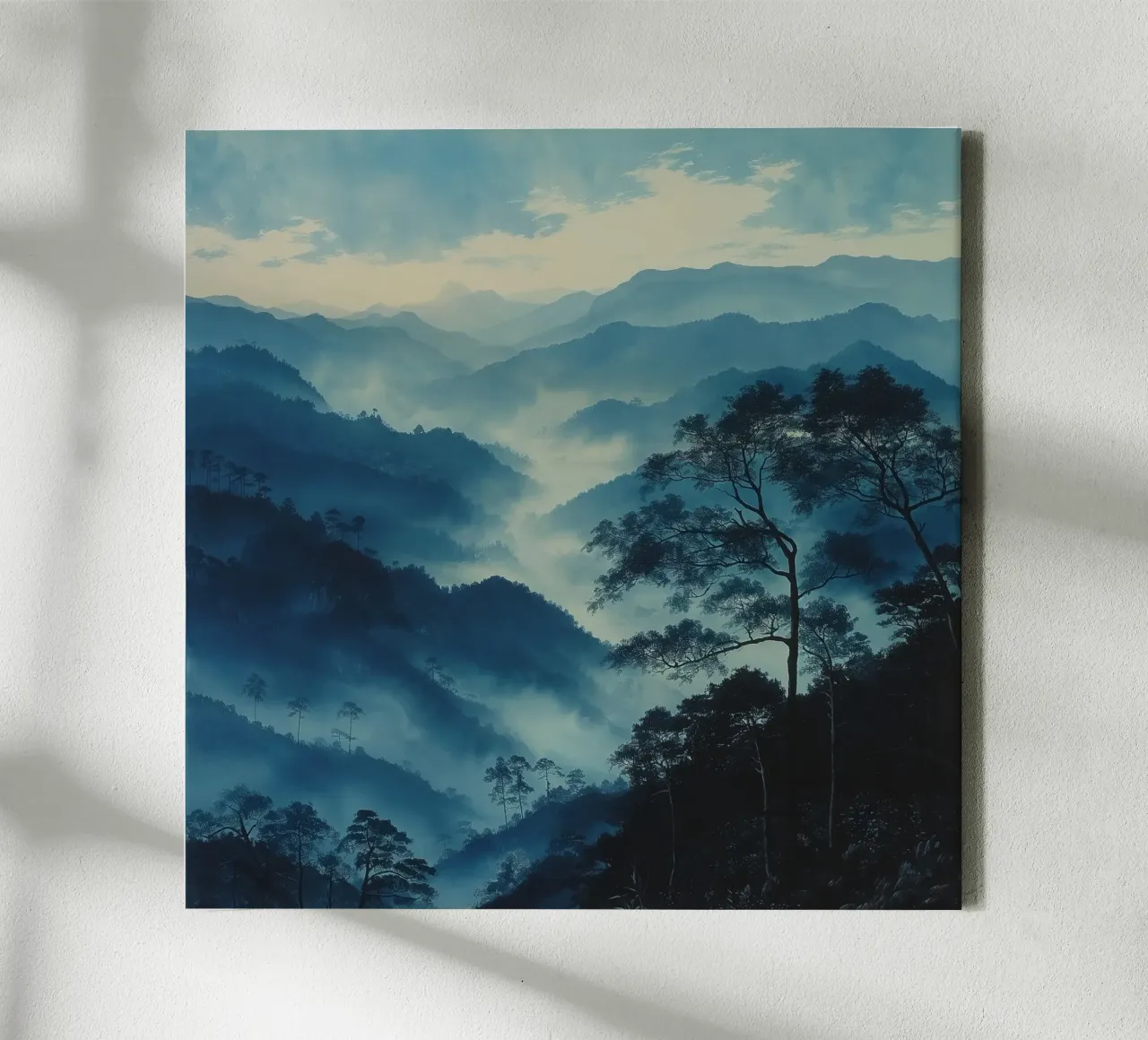 Mist emerge 4 - teal, icon canvas met Baklijst van The Quiet Senju