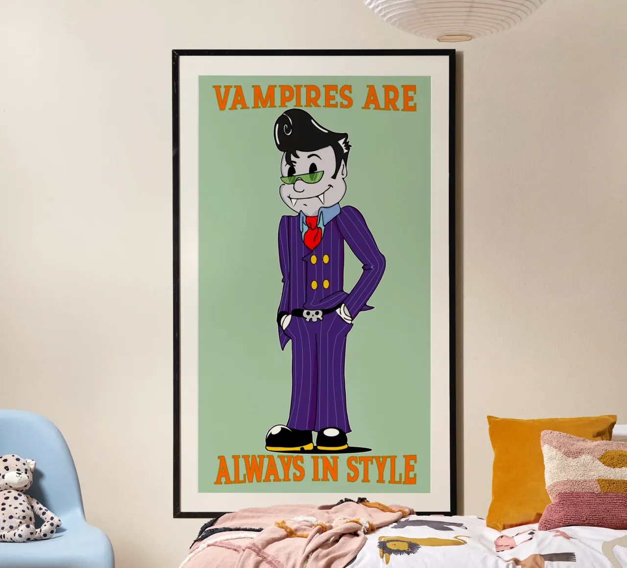 Lo stile del vampiro poster con telaio in legno da sillyindustries