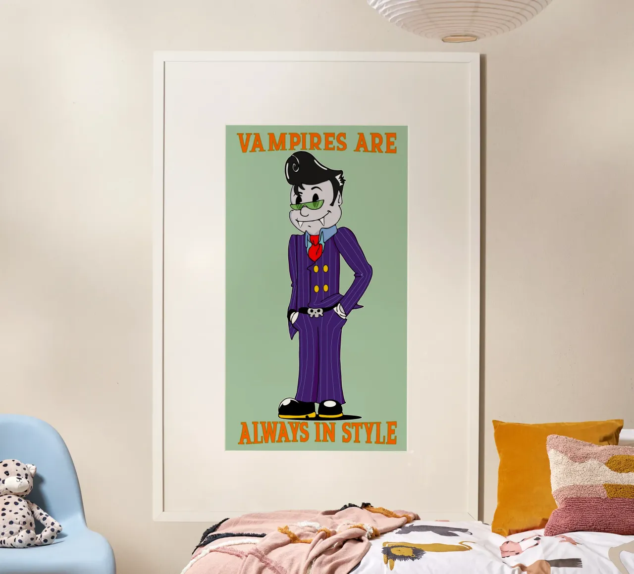 Lo stile del vampiro poster con telaio in legno da sillyindustries