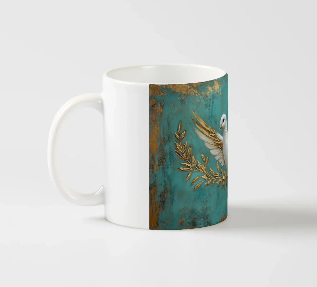 Colomba della pace con ramo d'ulivo tazza in ceramica da Carinaprint