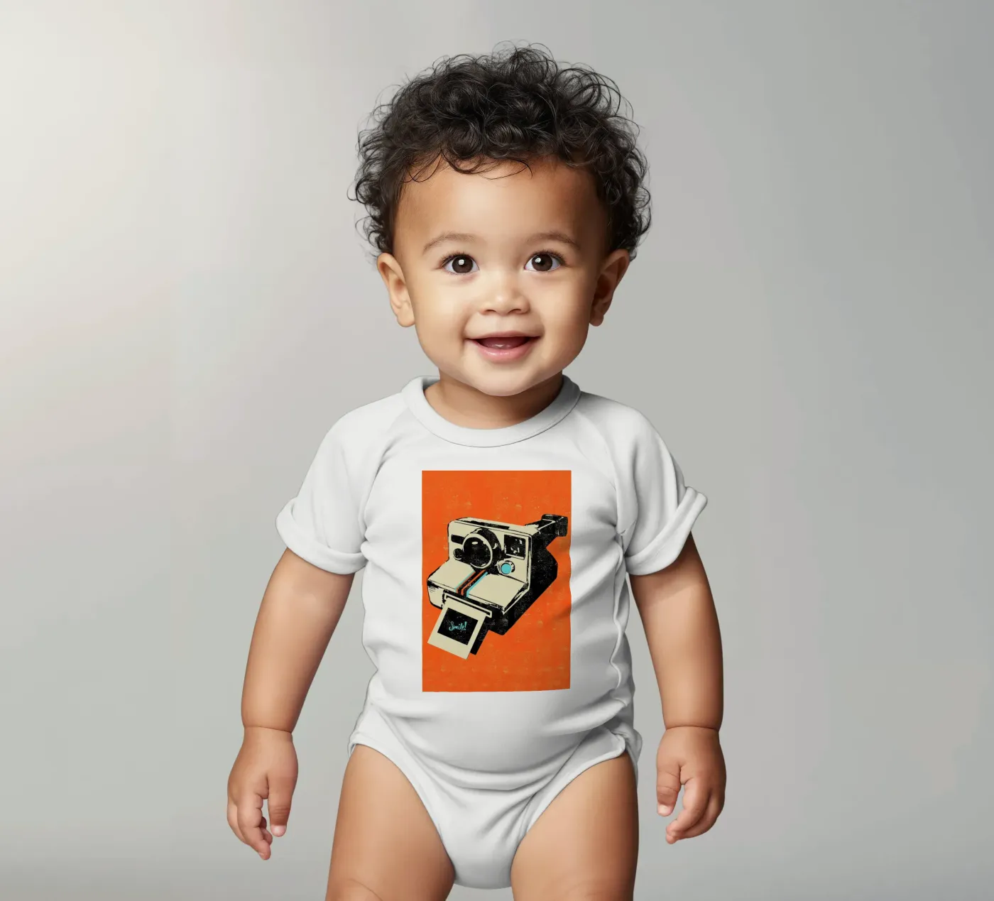 Instant Camera short-sleeve baby romper by Rocket68
