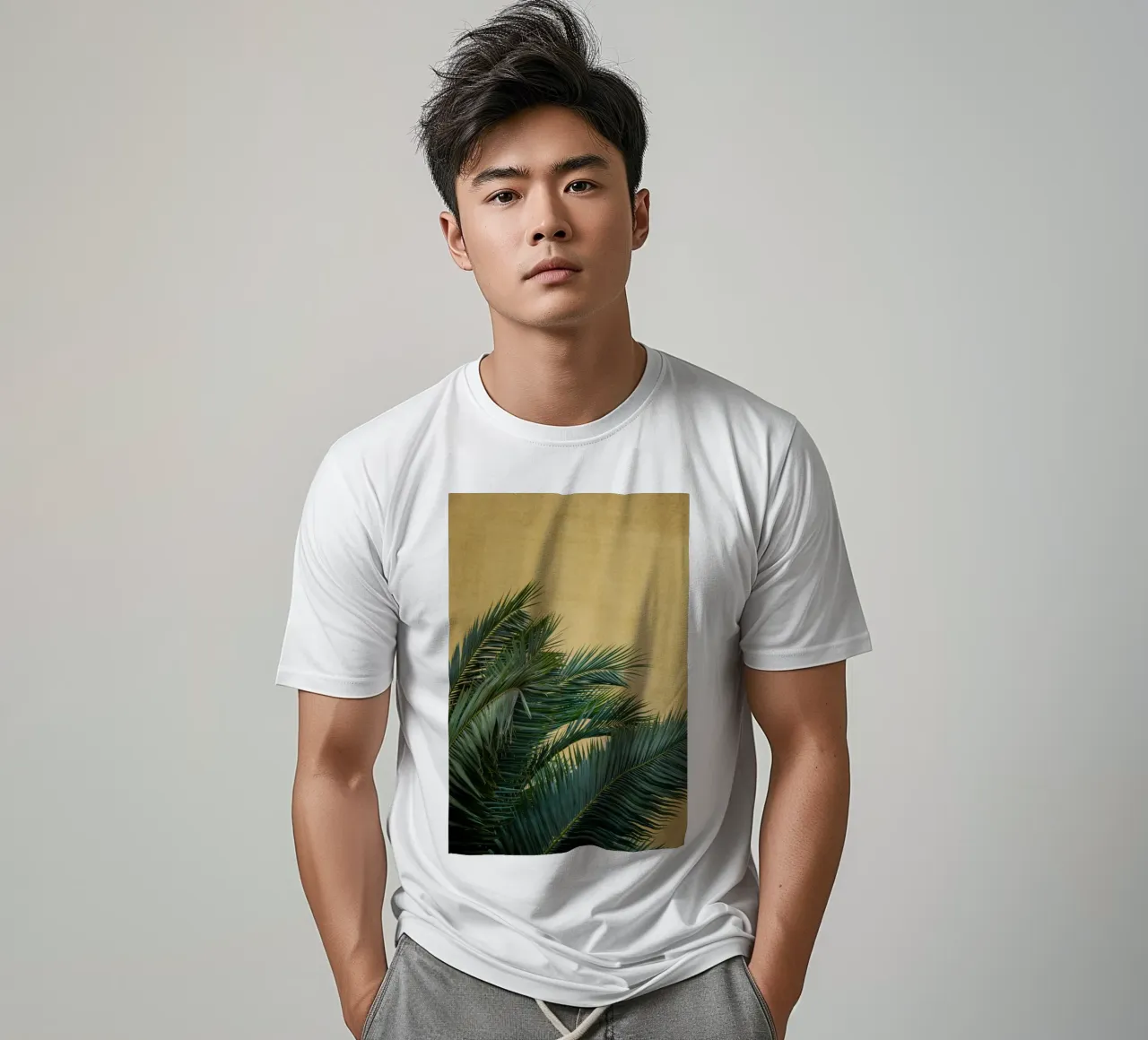 Golden Palm Leaves t-shirt van Victoria Frost