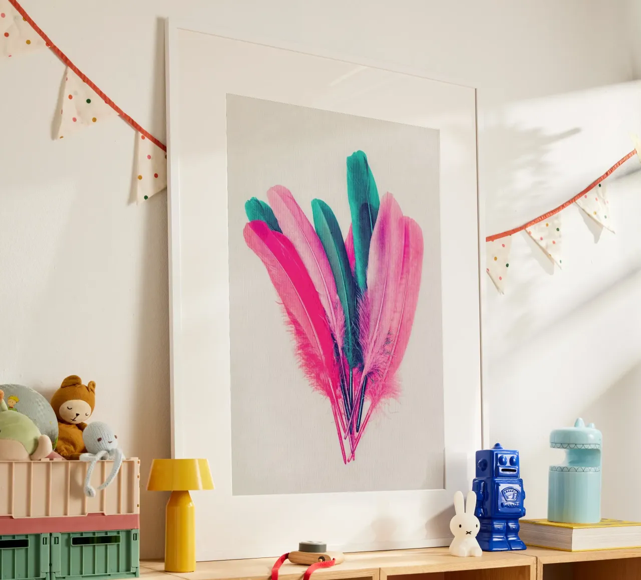Feather Bouquet poster con telaio in plastica da Kubistika